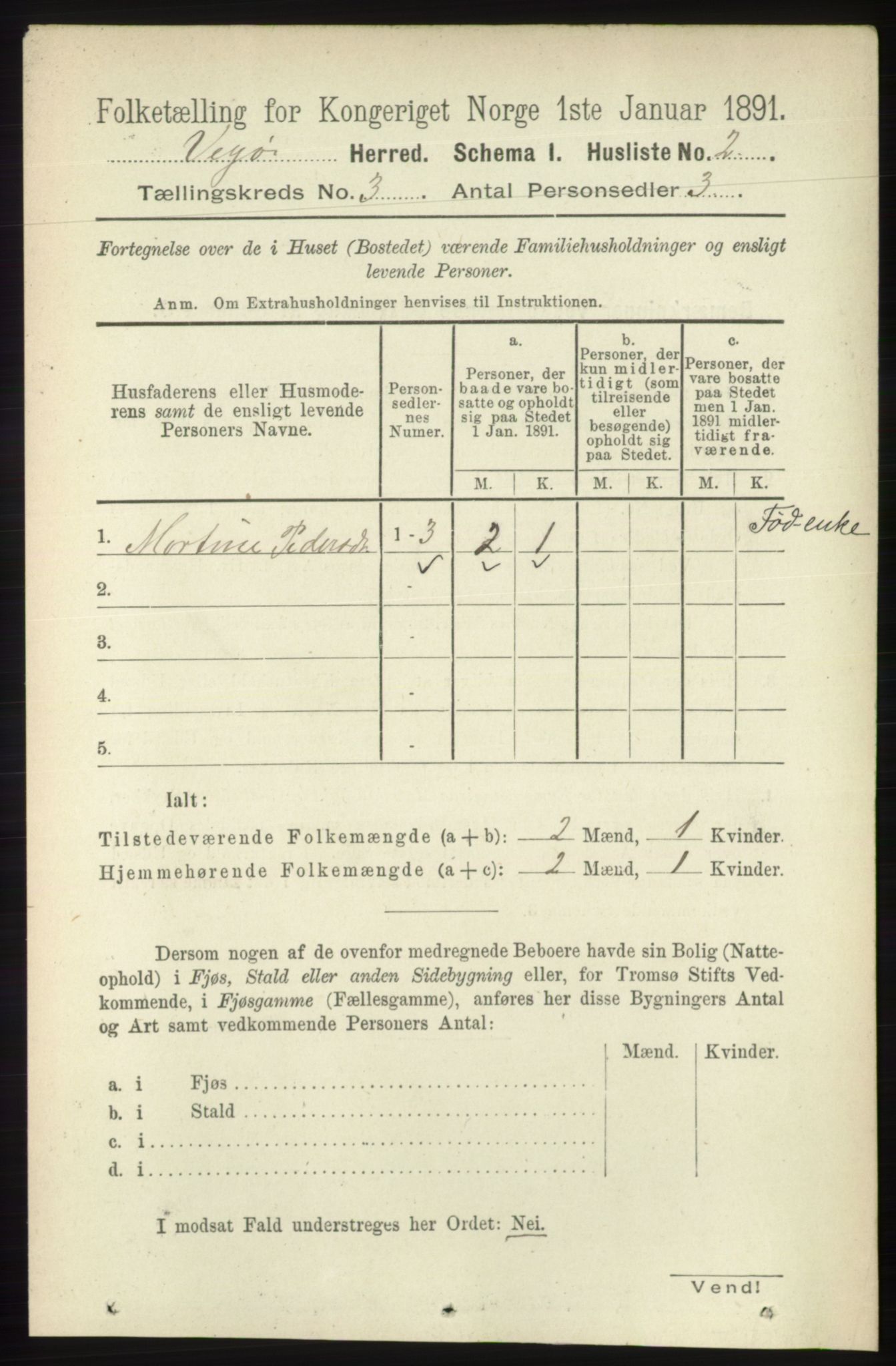 RA, 1891 census for 1815 Vega, 1891, p. 853