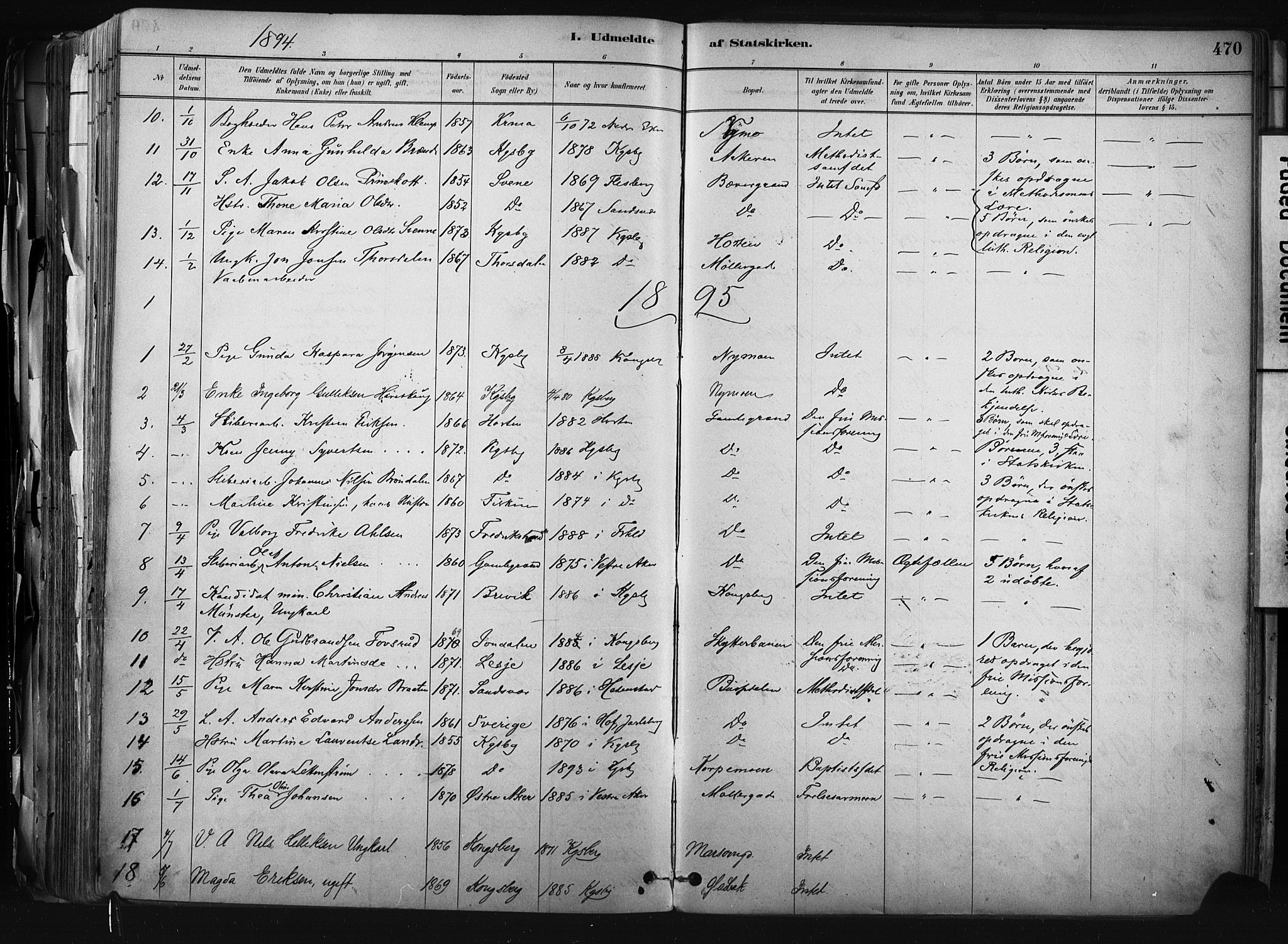 Kongsberg kirkebøker, AV/SAKO-A-22/F/Fb/L0002: Parish register (official) no. II 2, 1886-1896, p. 470