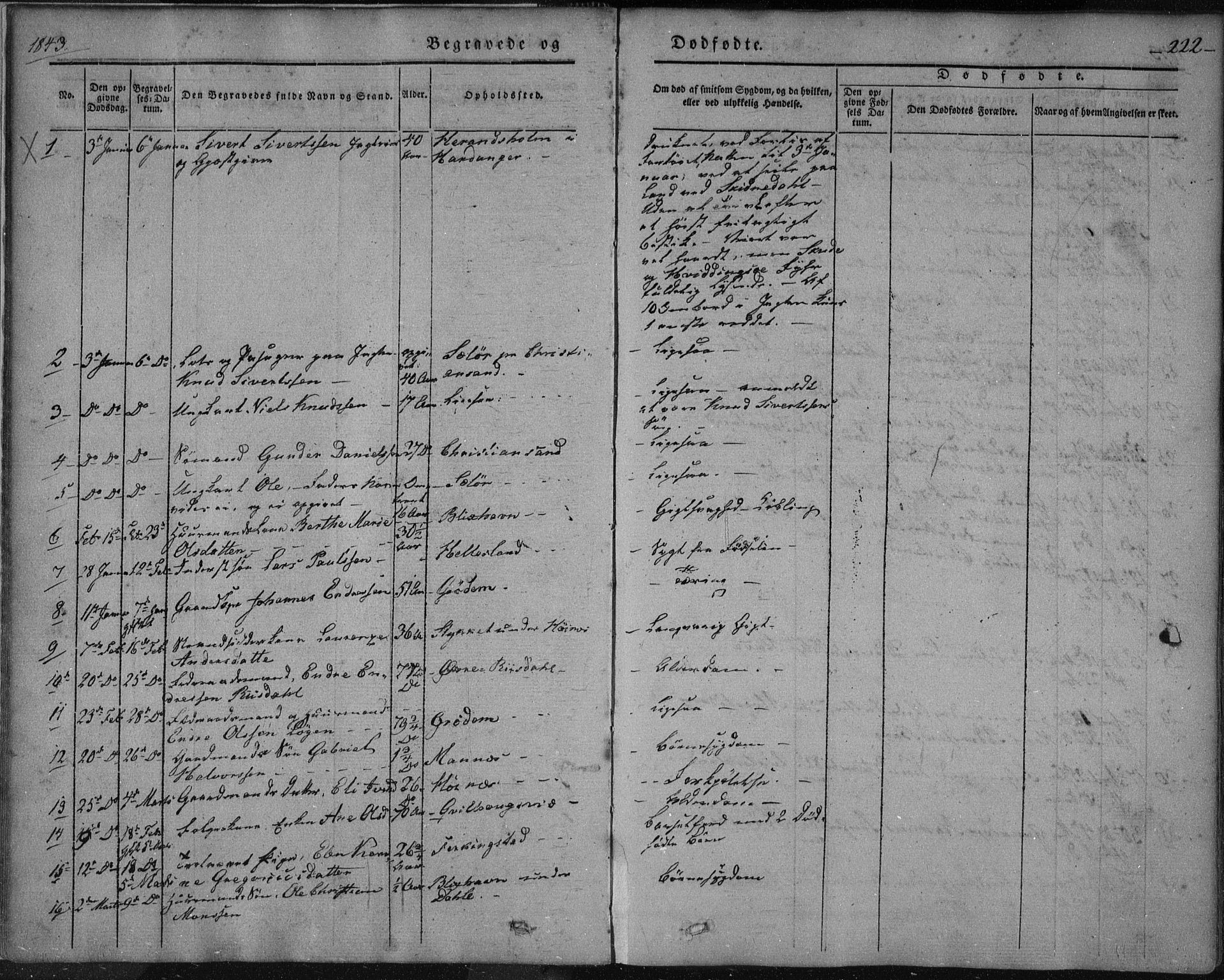 Skudenes sokneprestkontor, SAST/A -101849/H/Ha/Haa/L0003: Parish register (official) no. A 2.2, 1841-1846, p. 222