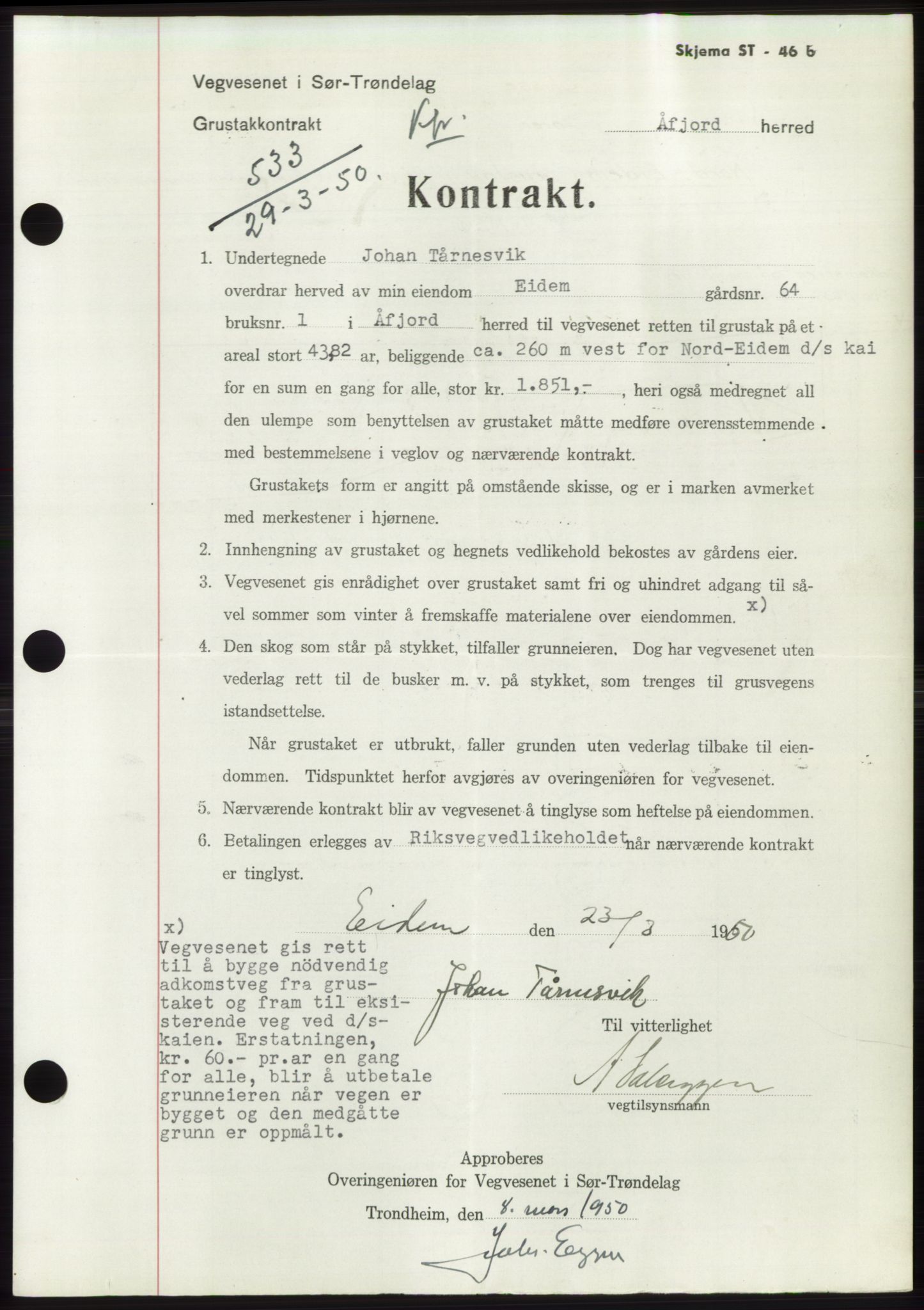 Fosen sorenskriveri, AV/SAT-A-1107/1/2/2C: Mortgage book no. B3, 1948-1950, Diary no: : 533/1950