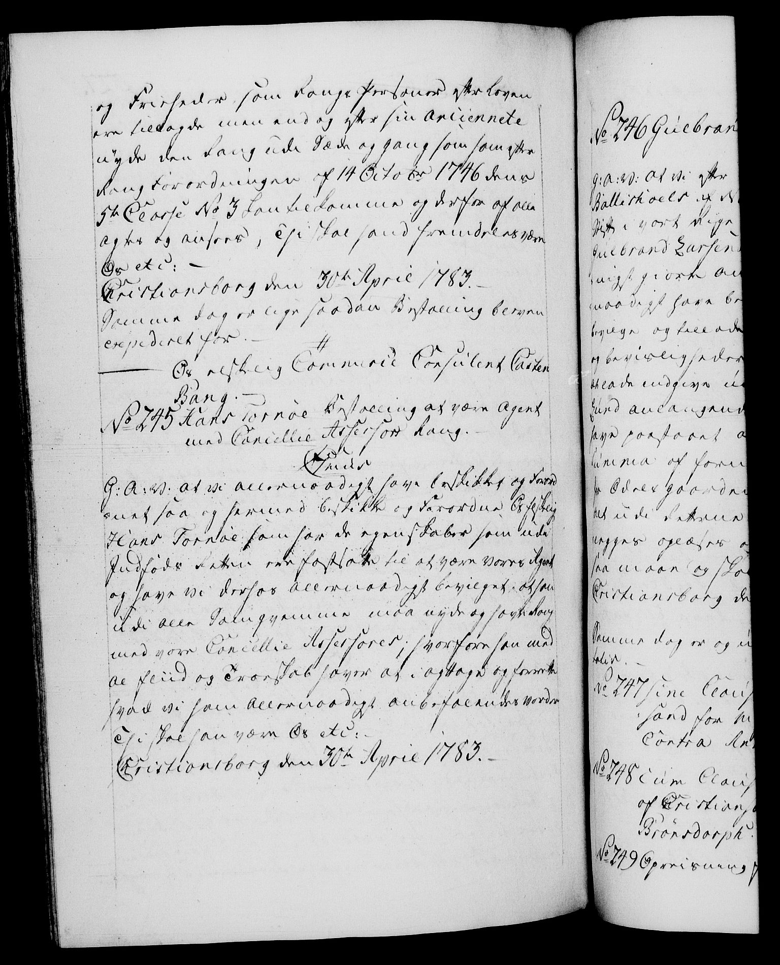 Danske Kanselli 1572-1799, RA/EA-3023/F/Fc/Fca/Fcaa/L0049: Norske registre, 1782-1783, p. 527b