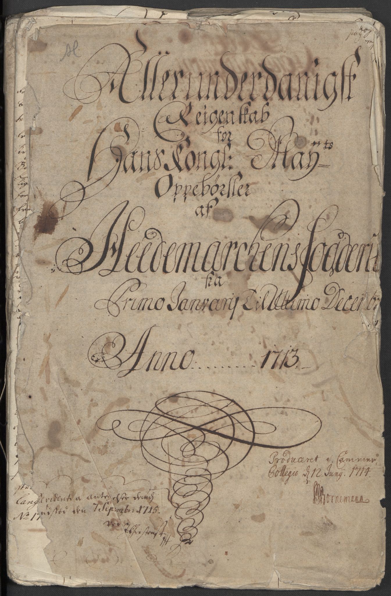 Rentekammeret inntil 1814, Reviderte regnskaper, Fogderegnskap, AV/RA-EA-4092/R16/L1050: Fogderegnskap Hedmark, 1713, p. 3