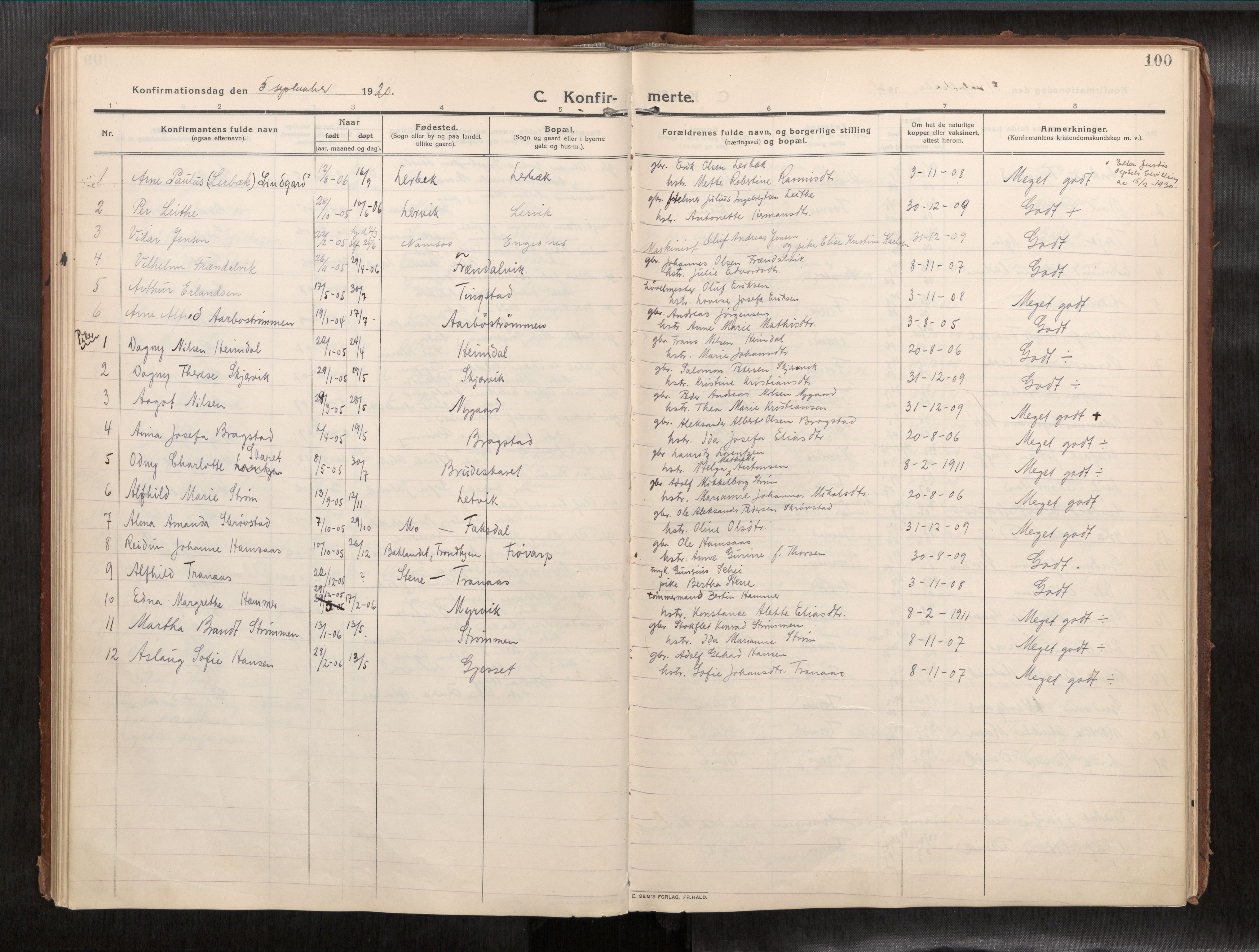 Ministerialprotokoller, klokkerbøker og fødselsregistre - Nord-Trøndelag, SAT/A-1458/773/L0624a: Parish register (official) no. 773A16, 1910-1936, p. 100