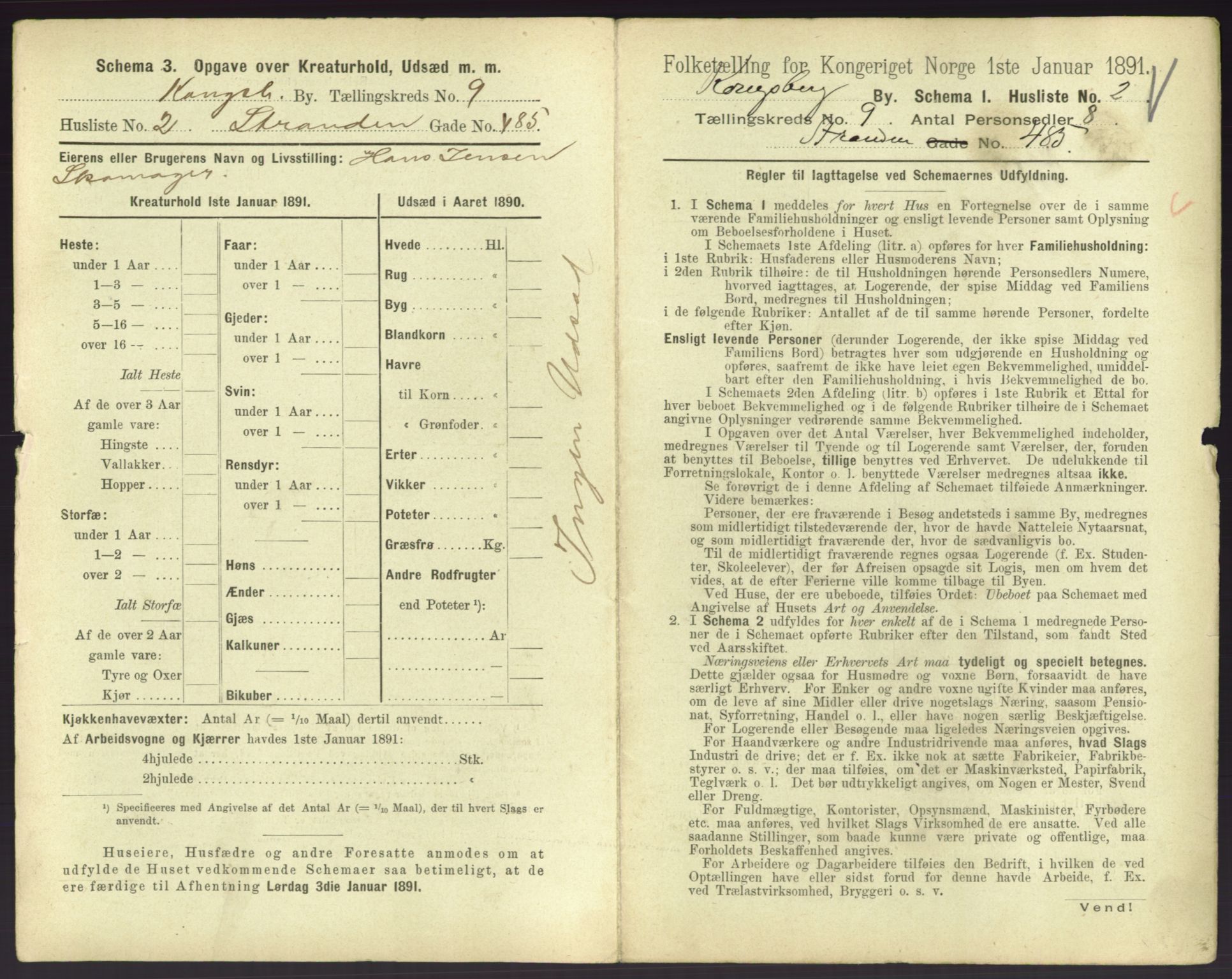 RA, 1891 census for 0604 Kongsberg, 1891, p. 1223