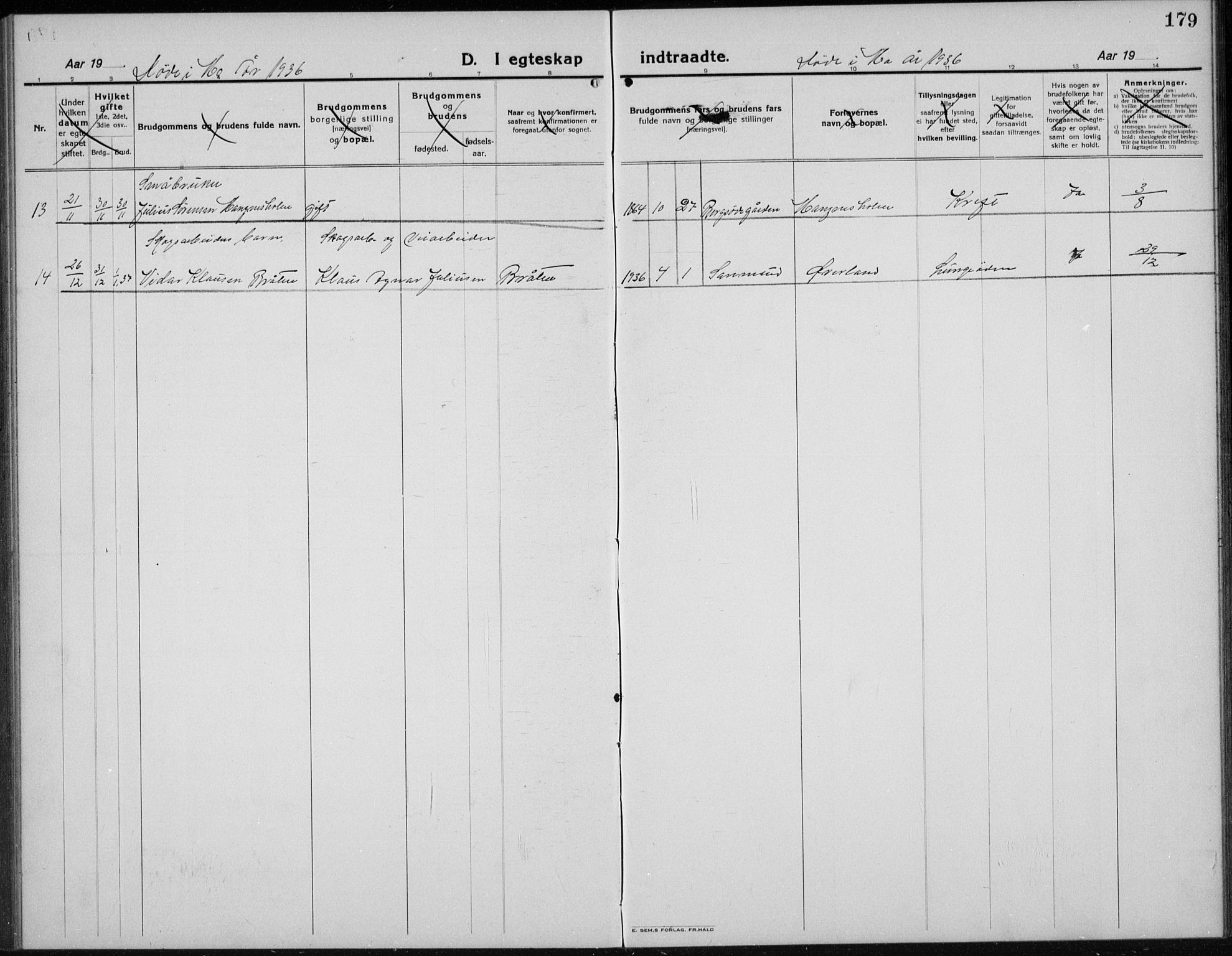 Nord-Odal prestekontor, AV/SAH-PREST-032/H/Ha/Hab/L0004: Parish register (copy) no. 4, 1921-1936, p. 179