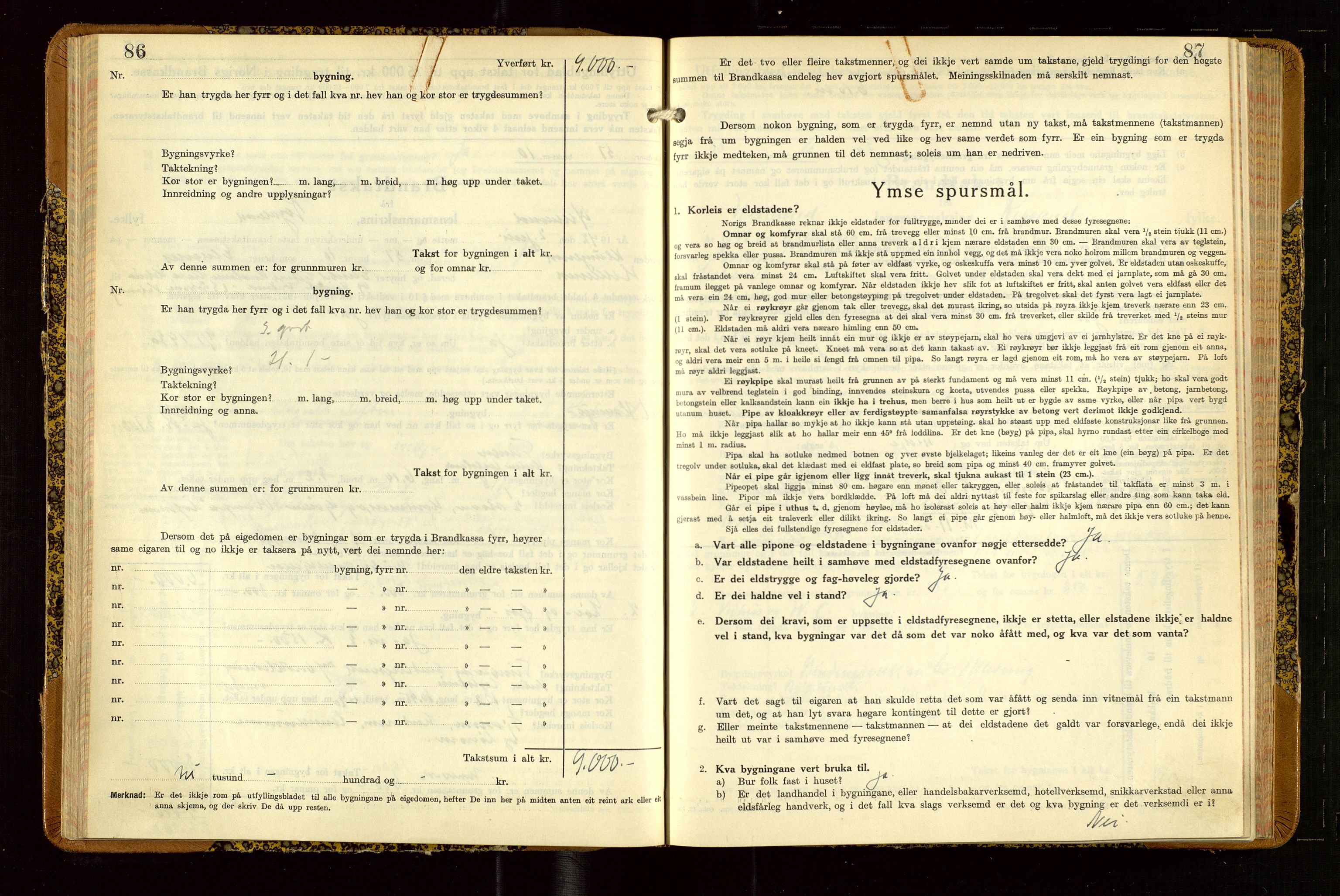 Helleland lensmannskontor, SAST/A-100209/Gob/L0004: "Brandtakstbok", 1939-1949, p. 86-87