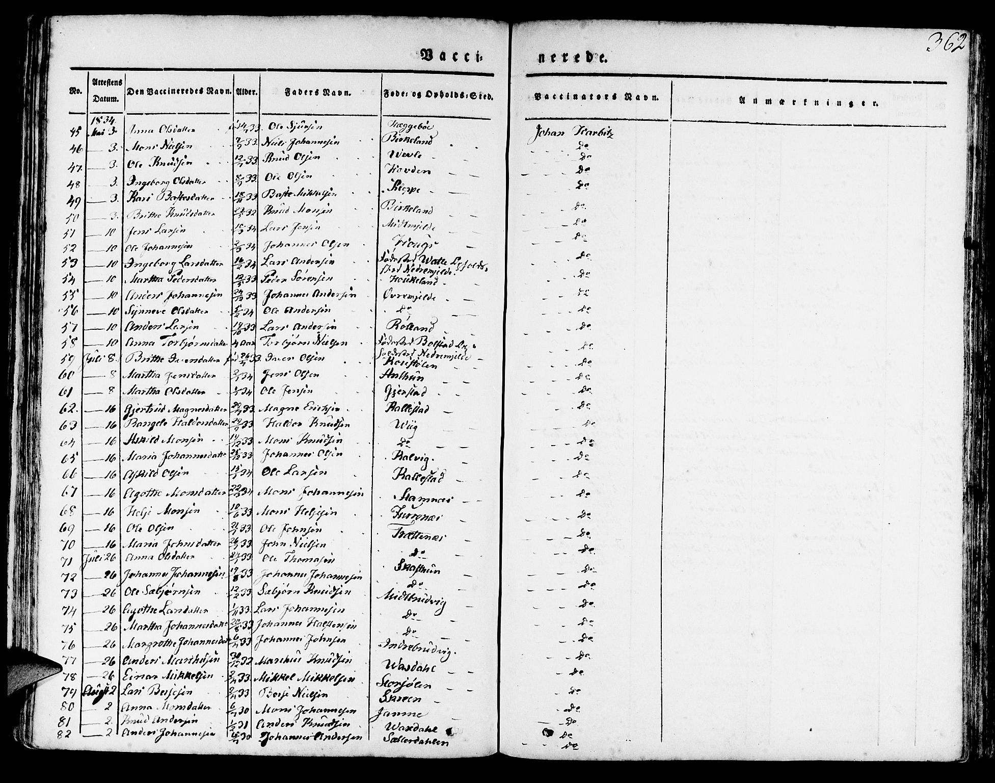 Haus sokneprestembete, SAB/A-75601/H/Haa: Parish register (official) no. A 14, 1827-1838, p. 362