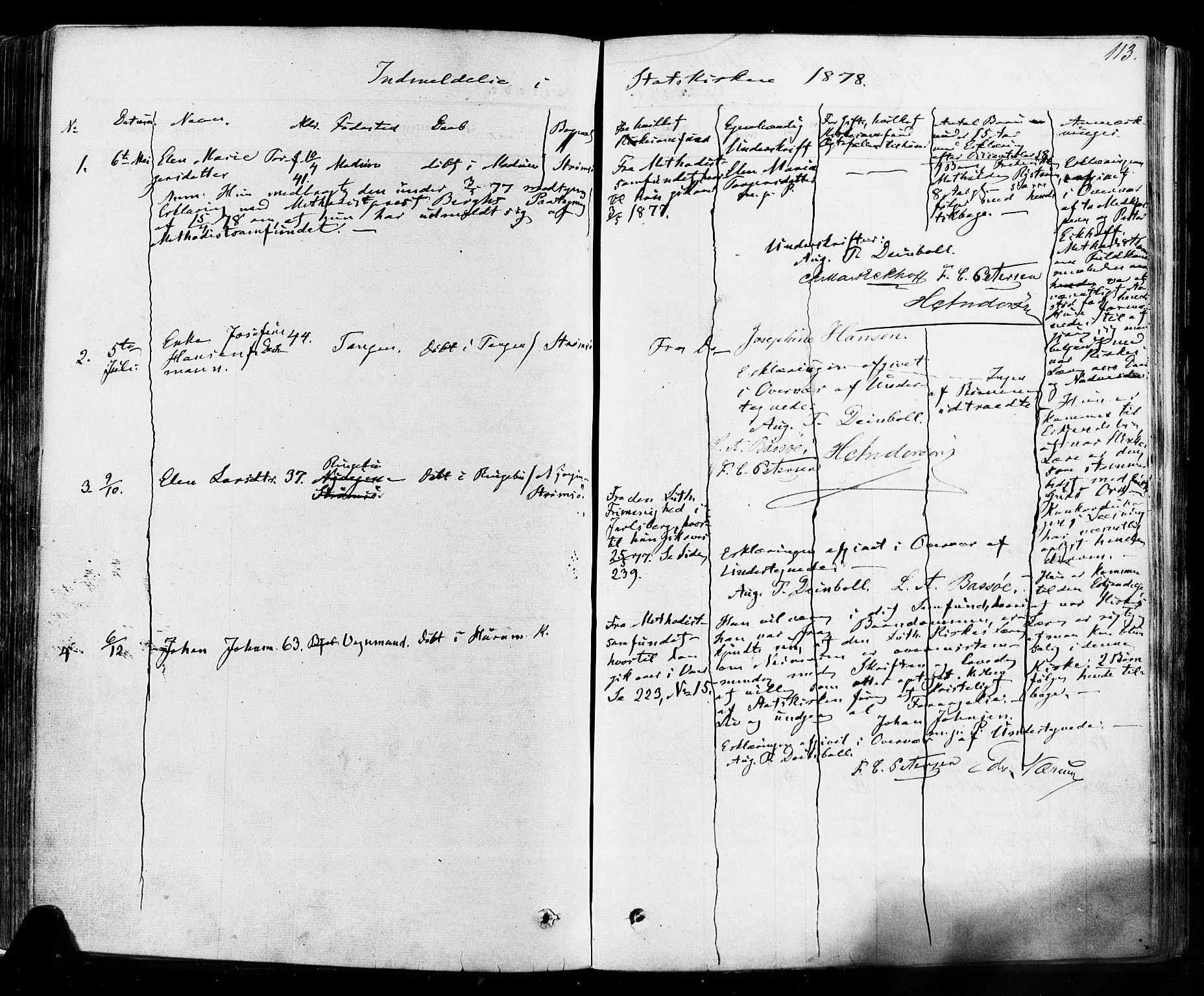 Strømsø kirkebøker, SAKO/A-246/F/Fa/L0018: Parish register (official) no. I 18, 1865-1878, p. 113