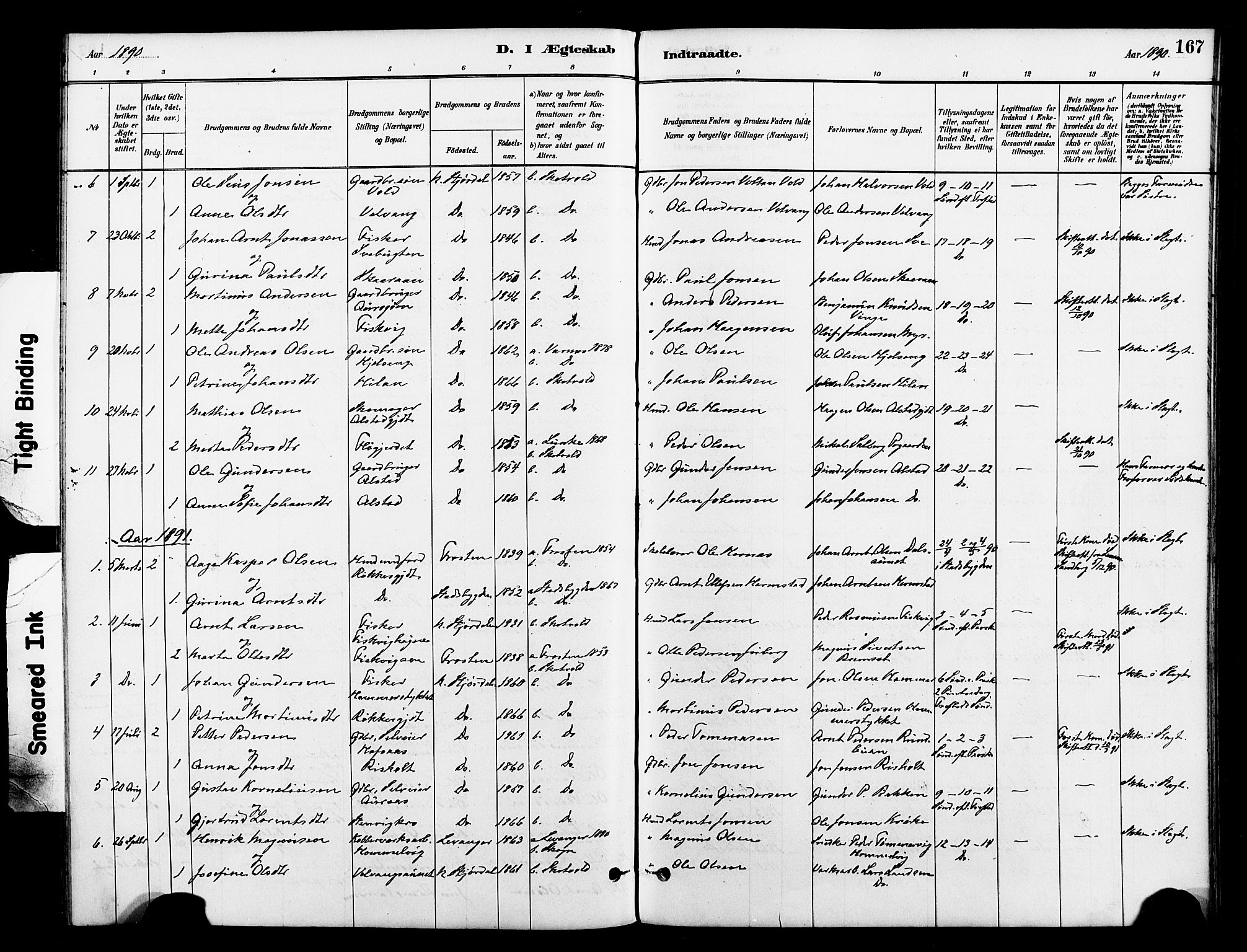 Ministerialprotokoller, klokkerbøker og fødselsregistre - Nord-Trøndelag, AV/SAT-A-1458/712/L0100: Parish register (official) no. 712A01, 1880-1900, p. 167