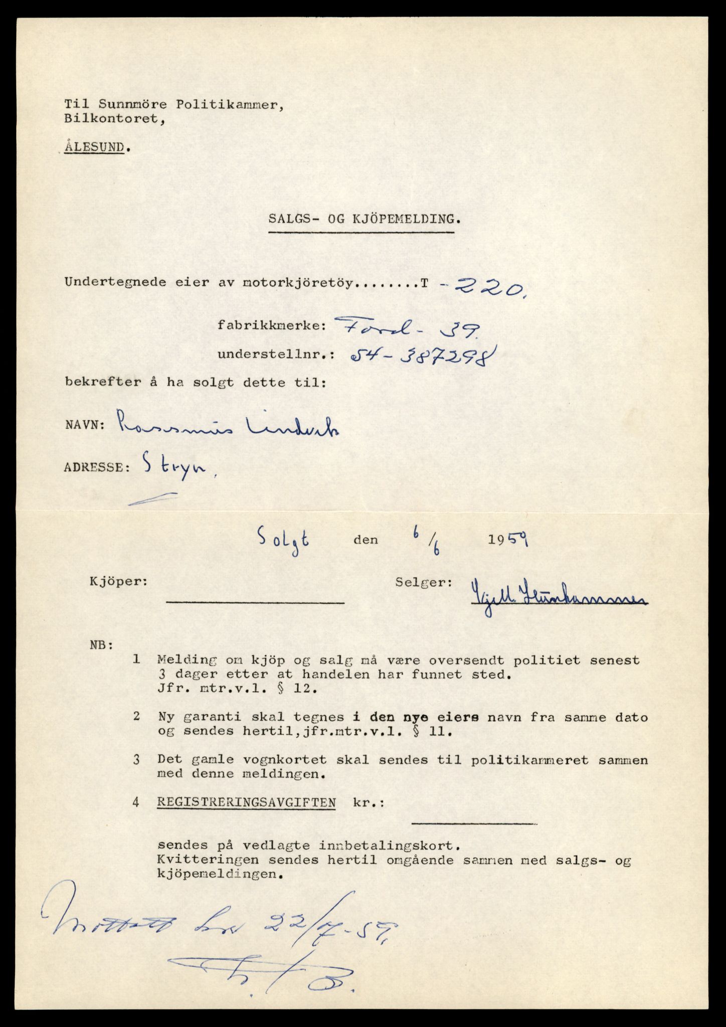 Møre og Romsdal vegkontor - Ålesund trafikkstasjon, AV/SAT-A-4099/F/Fe/L0002: Registreringskort for kjøretøy T 128 - T 231, 1927-1998, p. 2696