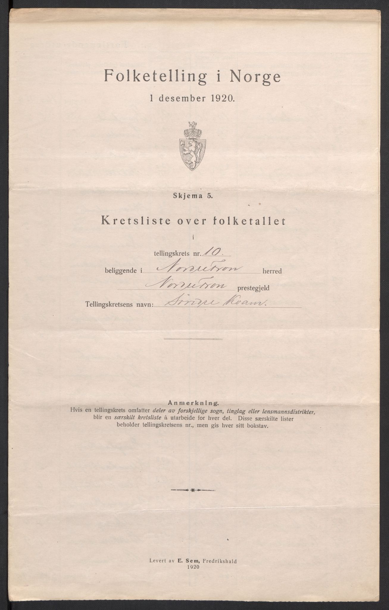 SAH, 1920 census for Nord-Fron, 1920, p. 33