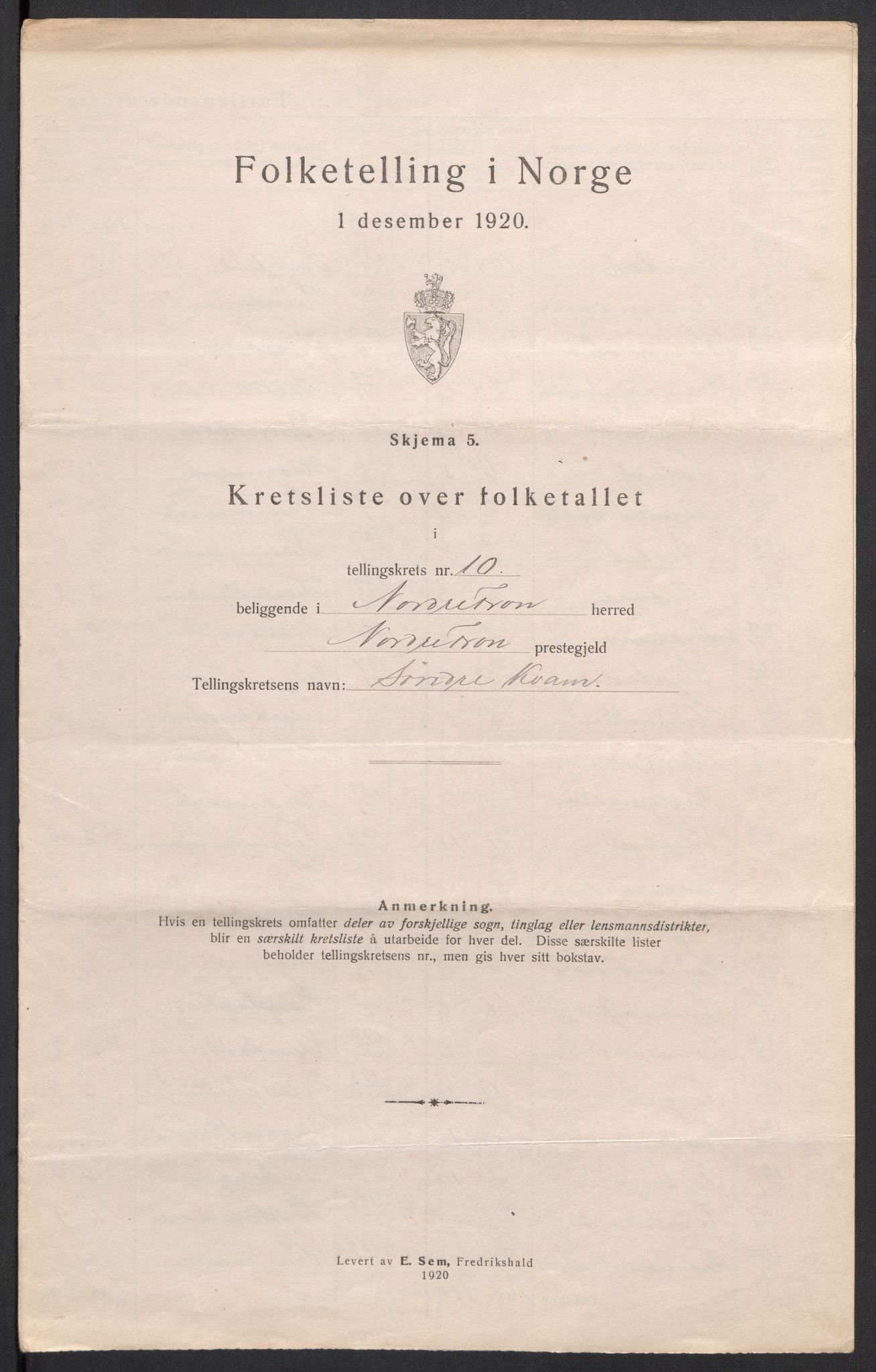 SAH, 1920 census for Nord-Fron, 1920, p. 33