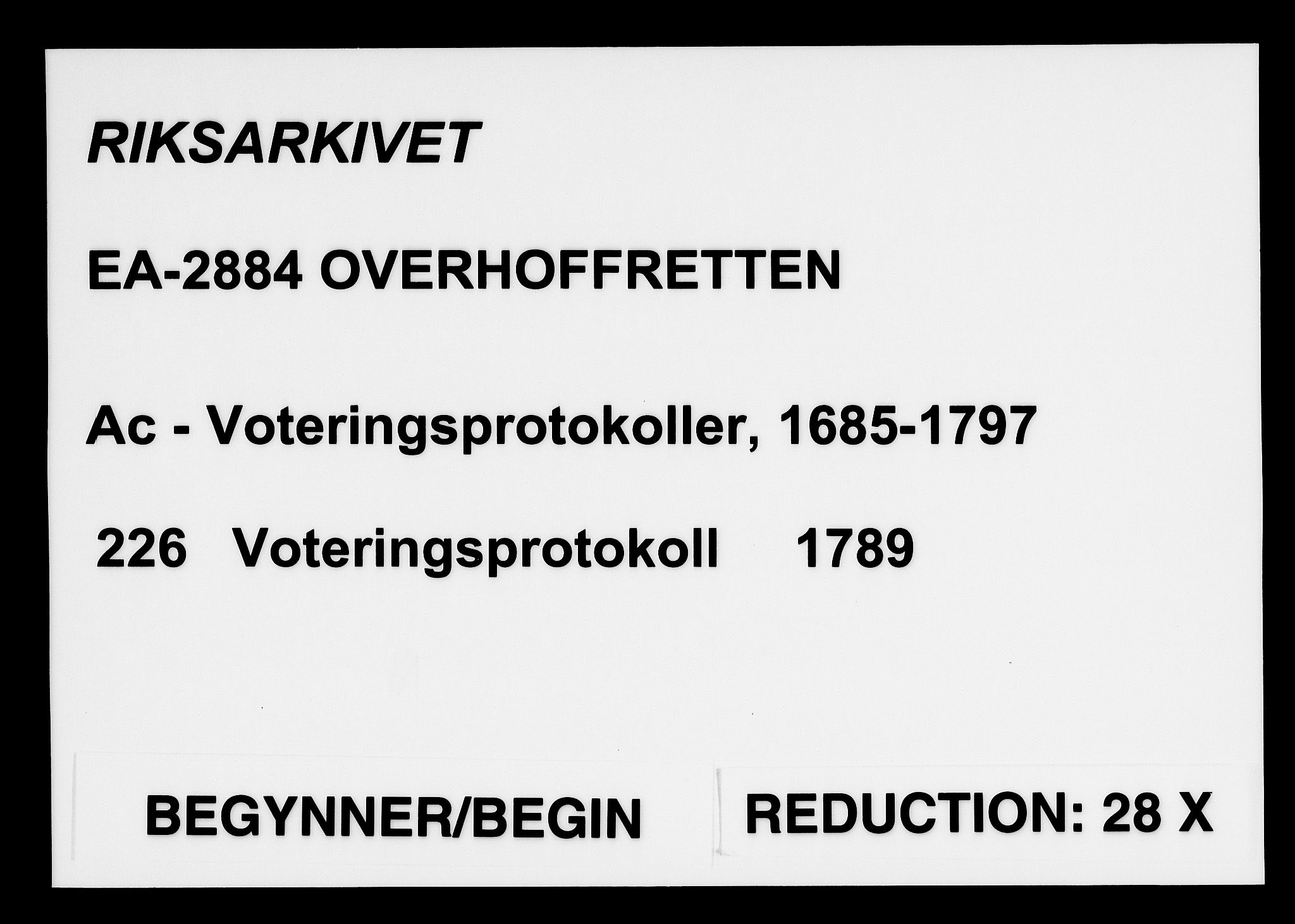 Overhoffretten 1667-1797, RA/EA-2884/Ac/L0226: Voteringsprotokoll, 1789