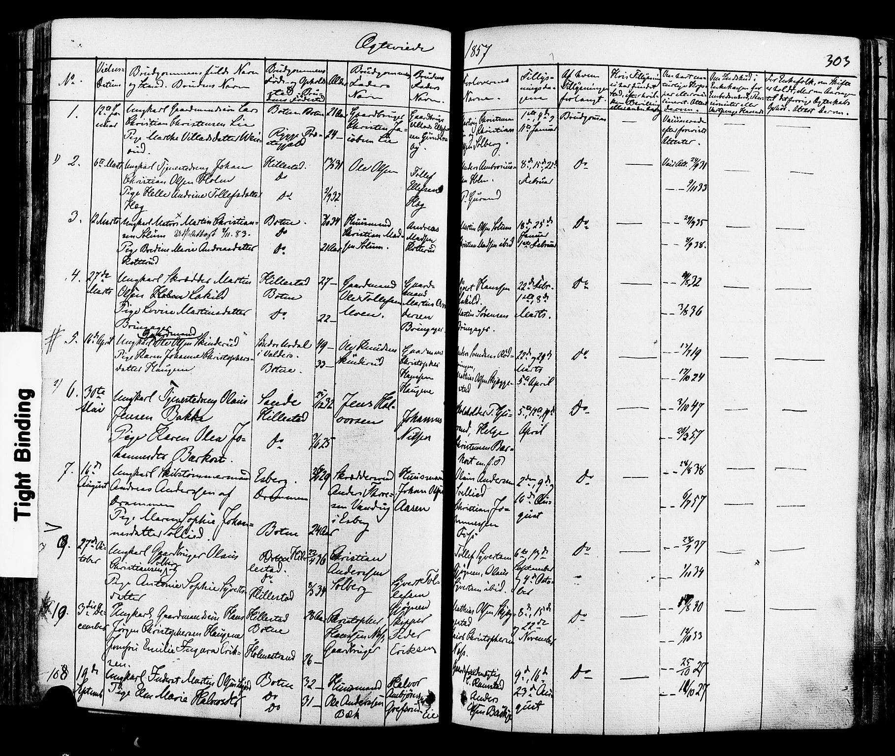 Botne kirkebøker, AV/SAKO-A-340/F/Fa/L0006: Parish register (official) no. I 6, 1836-1877, p. 303