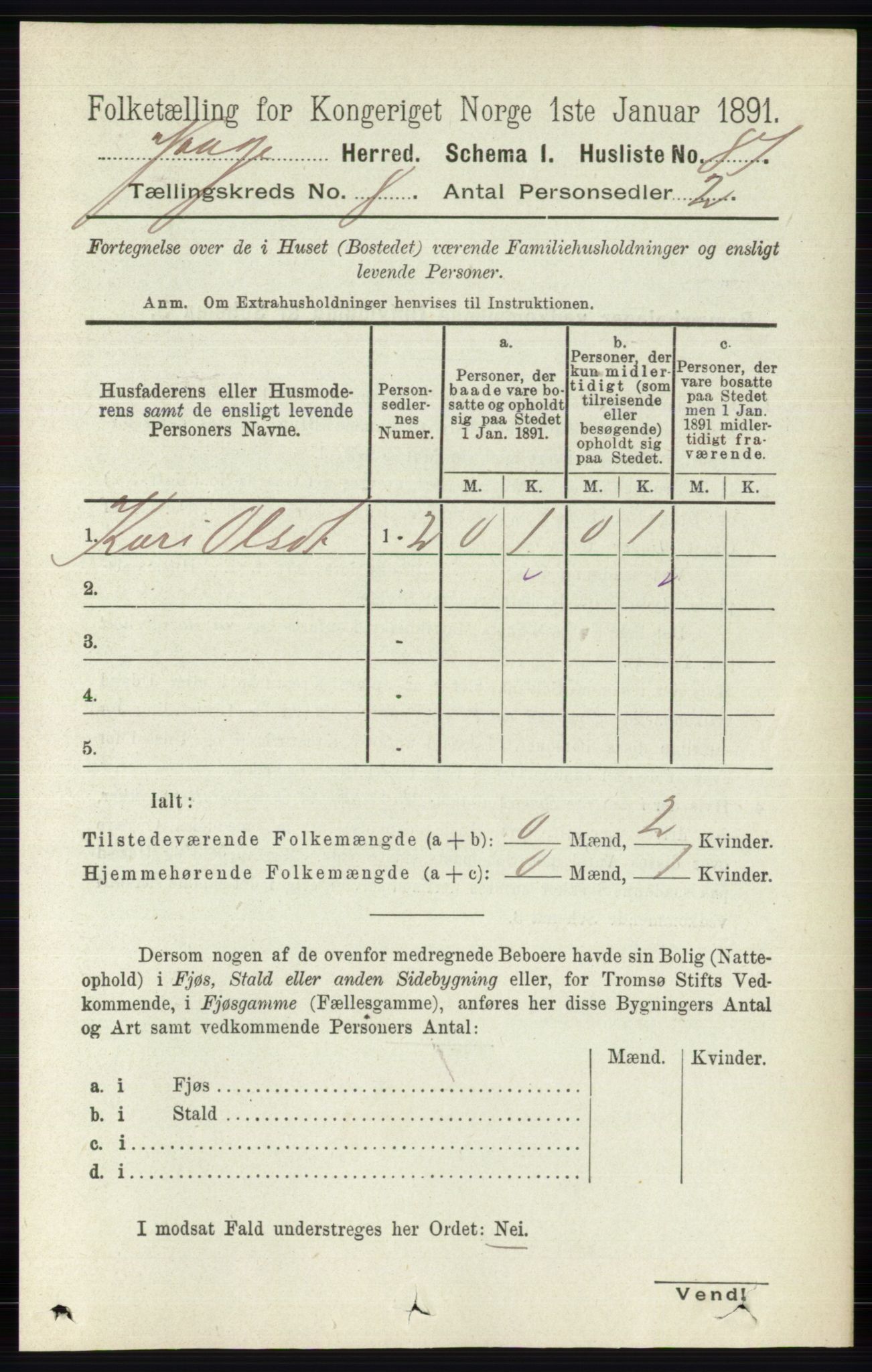 RA, 1891 census for 0515 Vågå, 1891, p. 4872