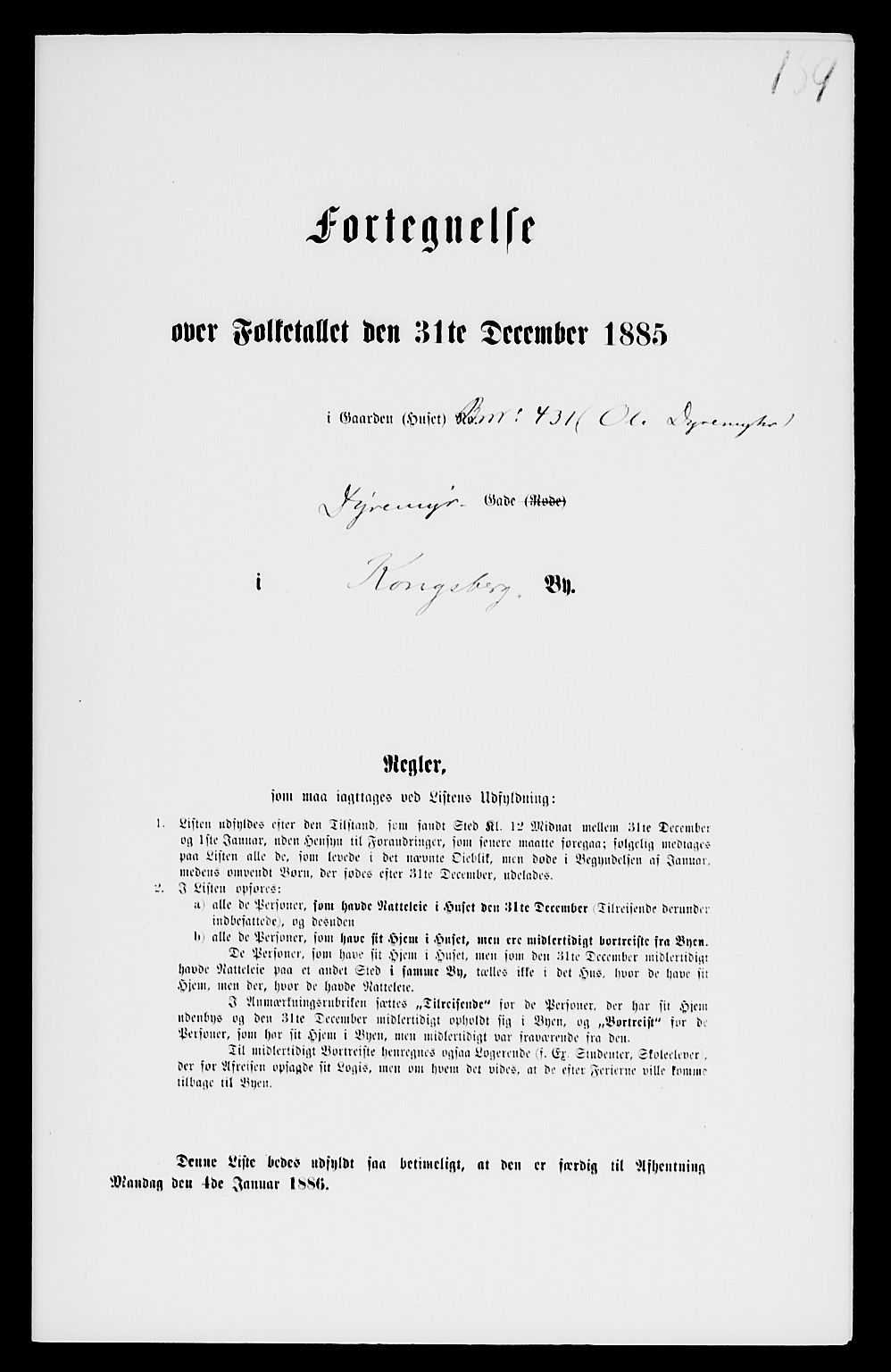 SAKO, 1885 census for 0604 Kongsberg, 1885, p. 998