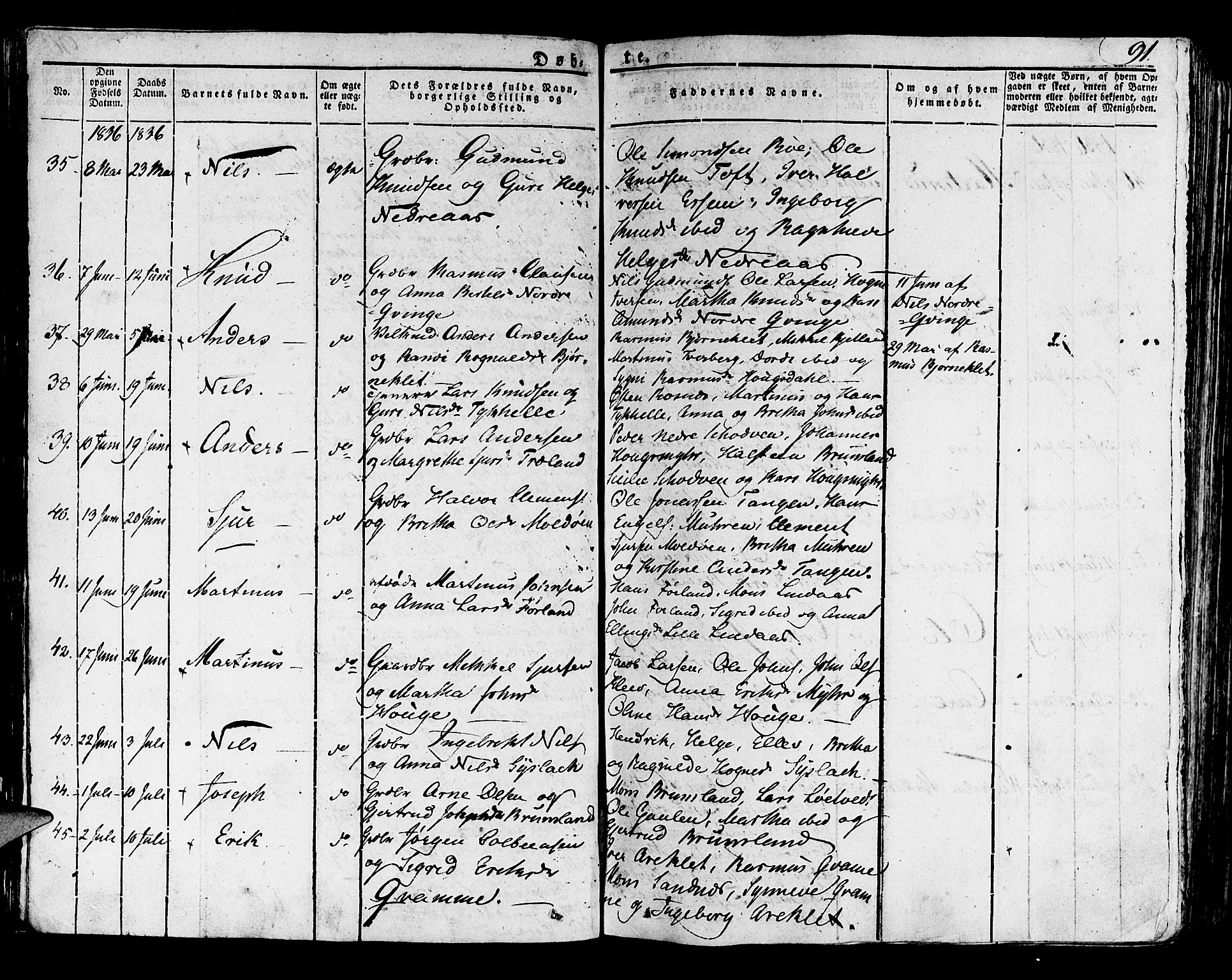 Lindås Sokneprestembete, SAB/A-76701/H/Haa: Parish register (official) no. A 8, 1823-1836, p. 91
