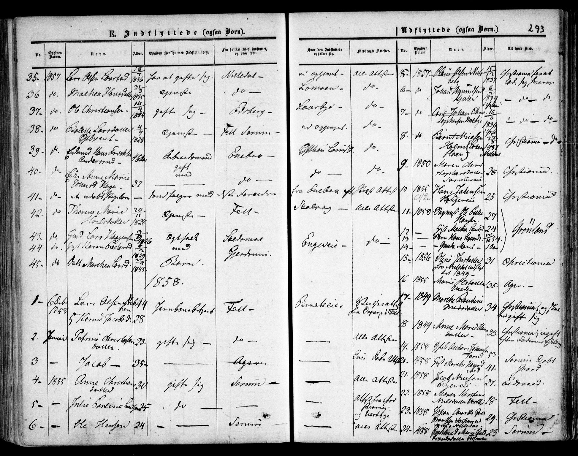 Skedsmo prestekontor Kirkebøker, SAO/A-10033a/F/Fa/L0010: Parish register (official) no. I 10, 1854-1865, p. 293