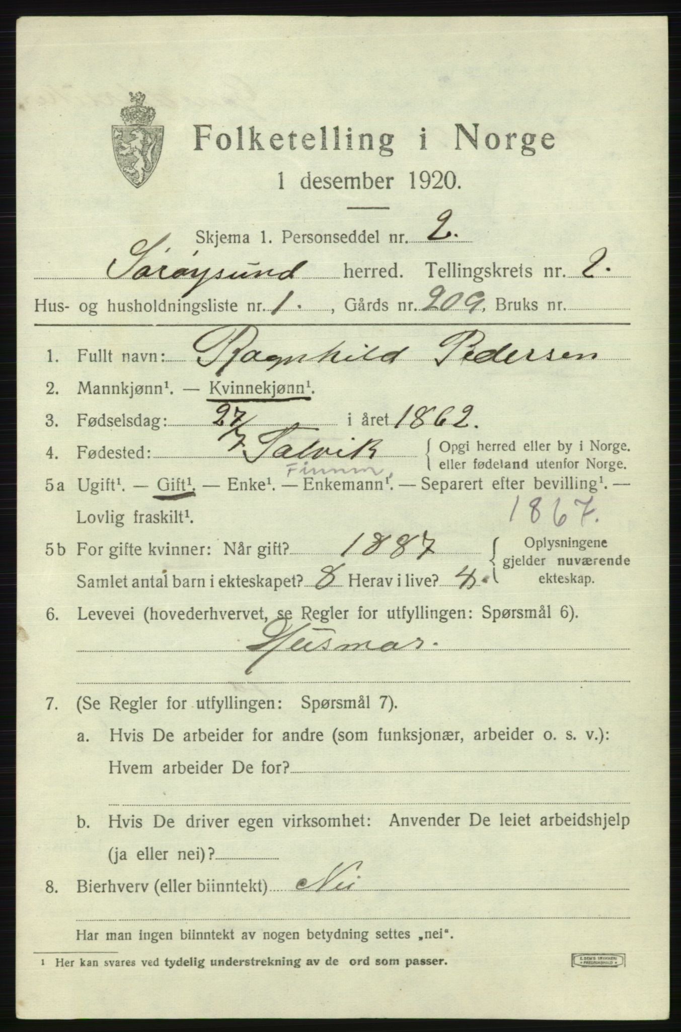 SATØ, 1920 census for Sørøysund rural district, 1920, p. 660