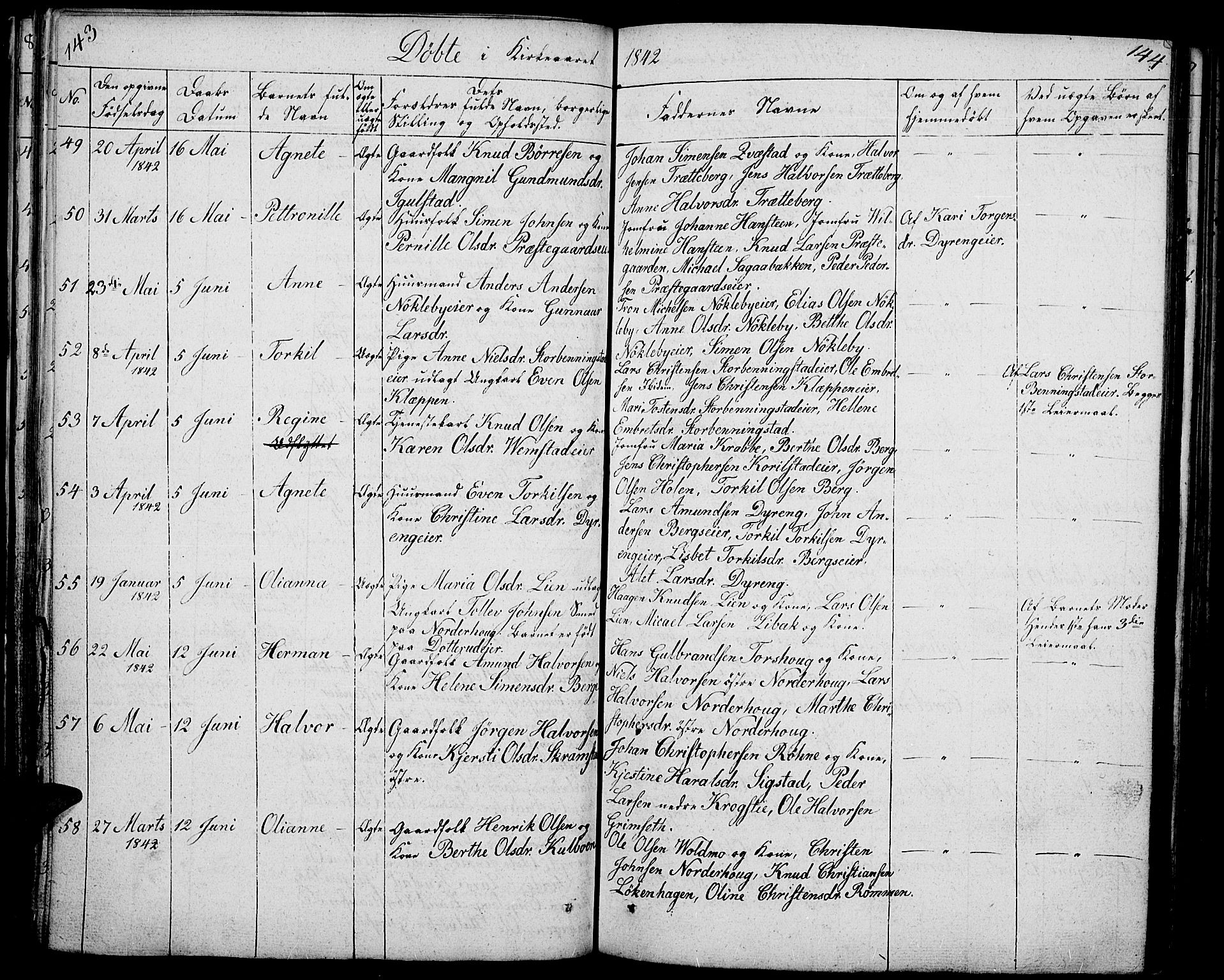 Løten prestekontor, AV/SAH-PREST-022/L/La/L0002: Parish register (copy) no. 2, 1832-1850, p. 143-144