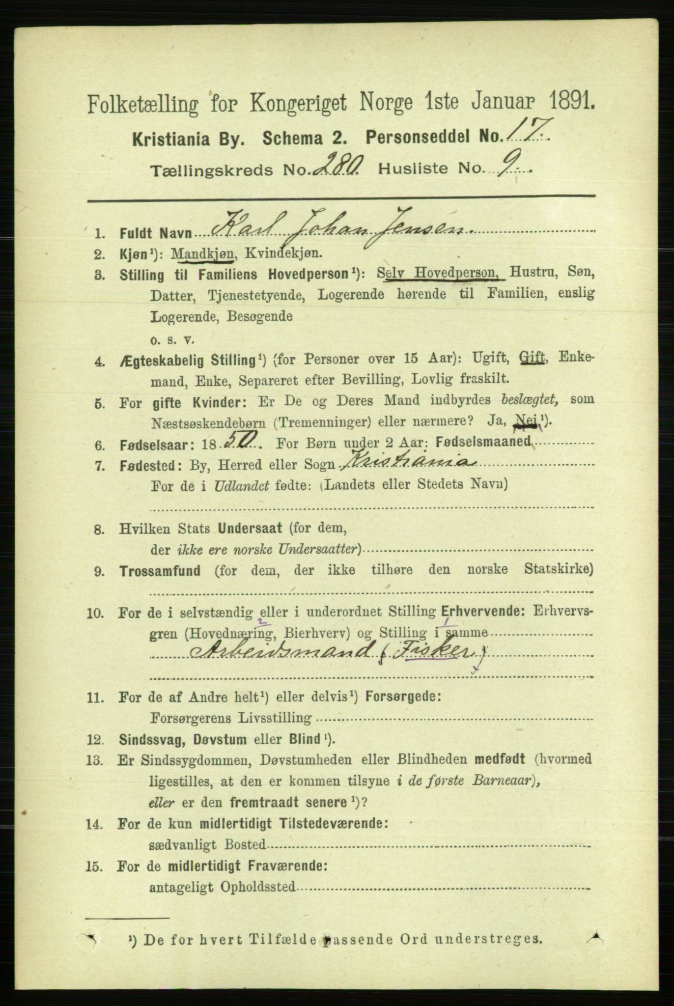 RA, 1891 census for 0301 Kristiania, 1891, p. 170315