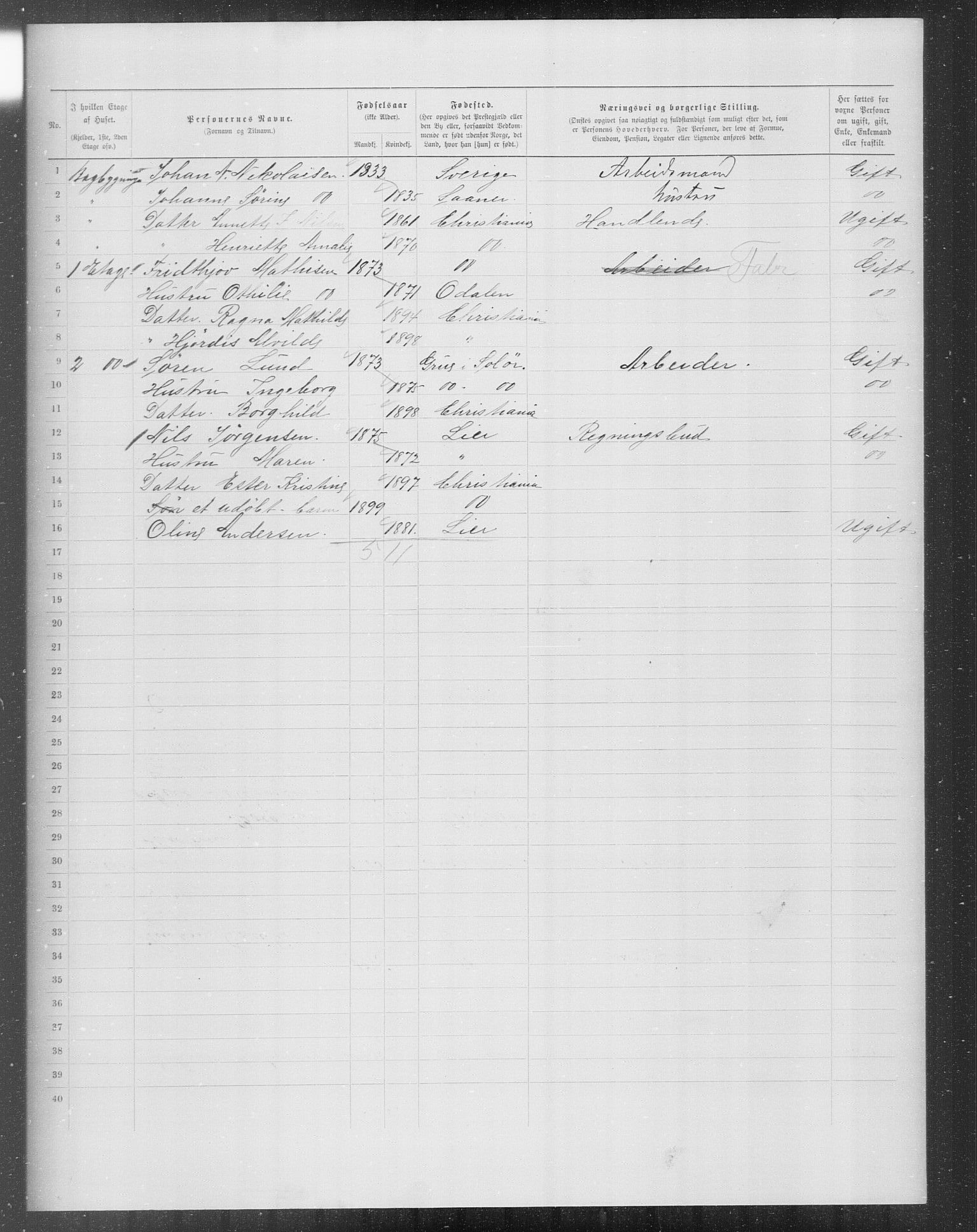 OBA, Municipal Census 1899 for Kristiania, 1899, p. 7395