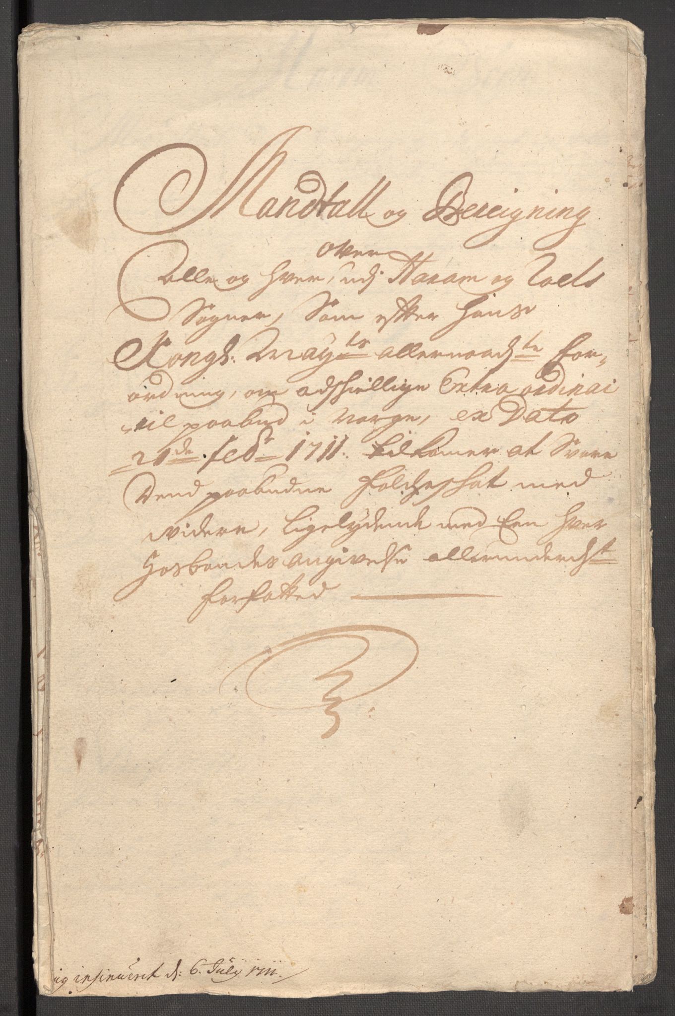 Rentekammeret inntil 1814, Reviderte regnskaper, Fogderegnskap, AV/RA-EA-4092/R54/L3564: Fogderegnskap Sunnmøre, 1711, p. 257