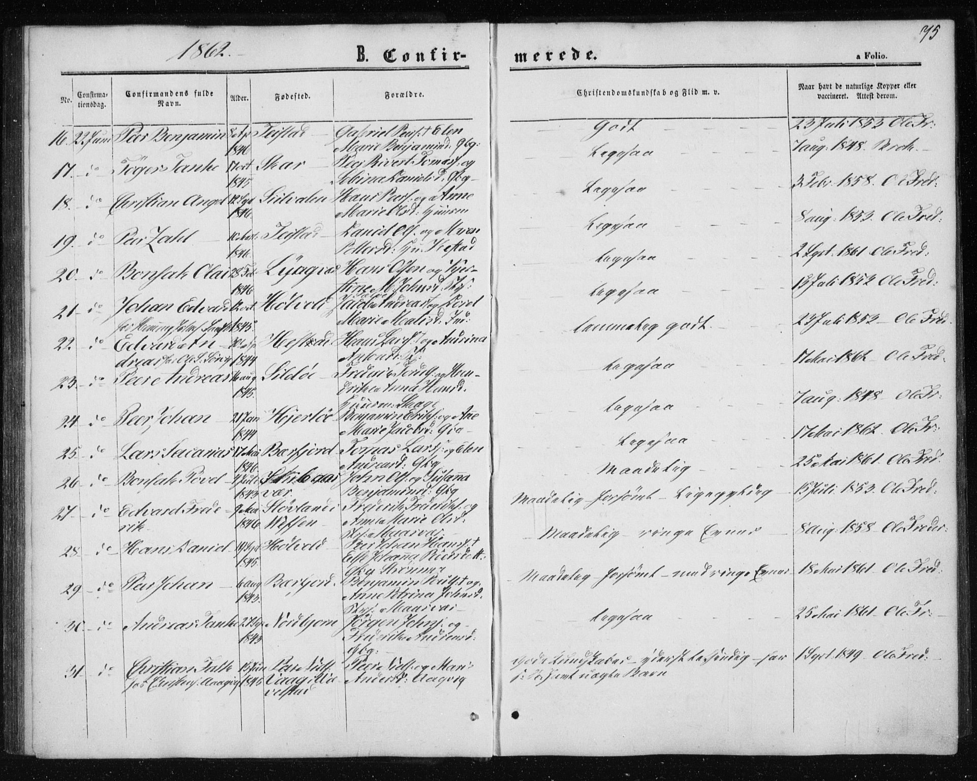 Ministerialprotokoller, klokkerbøker og fødselsregistre - Nordland, SAT/A-1459/834/L0505: Parish register (official) no. 834A03, 1862-1871, p. 75