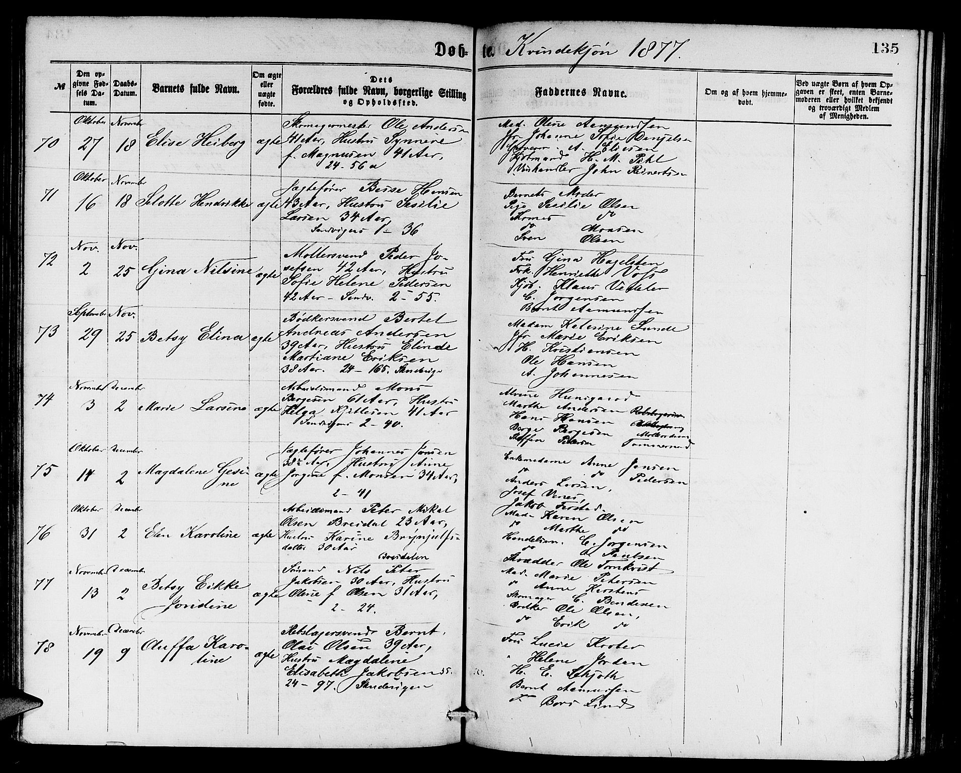 Sandviken Sokneprestembete, AV/SAB-A-77601/H/Hb: Parish register (copy) no. A 1, 1867-1879, p. 135