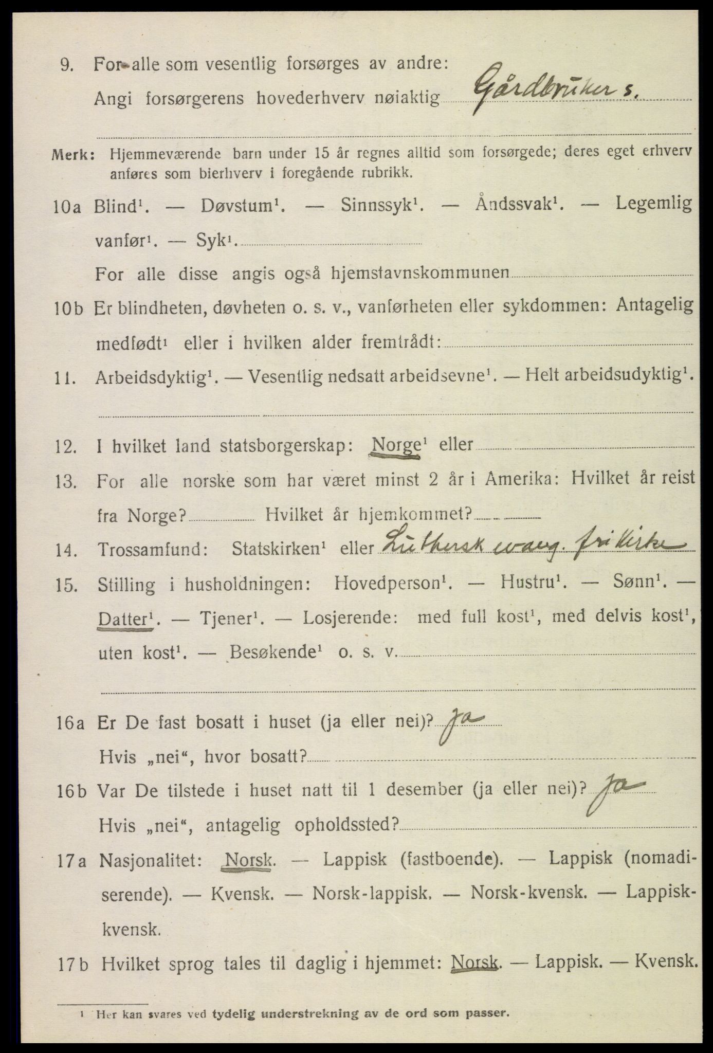 SAT, 1920 census for Ytterøy, 1920, p. 1016