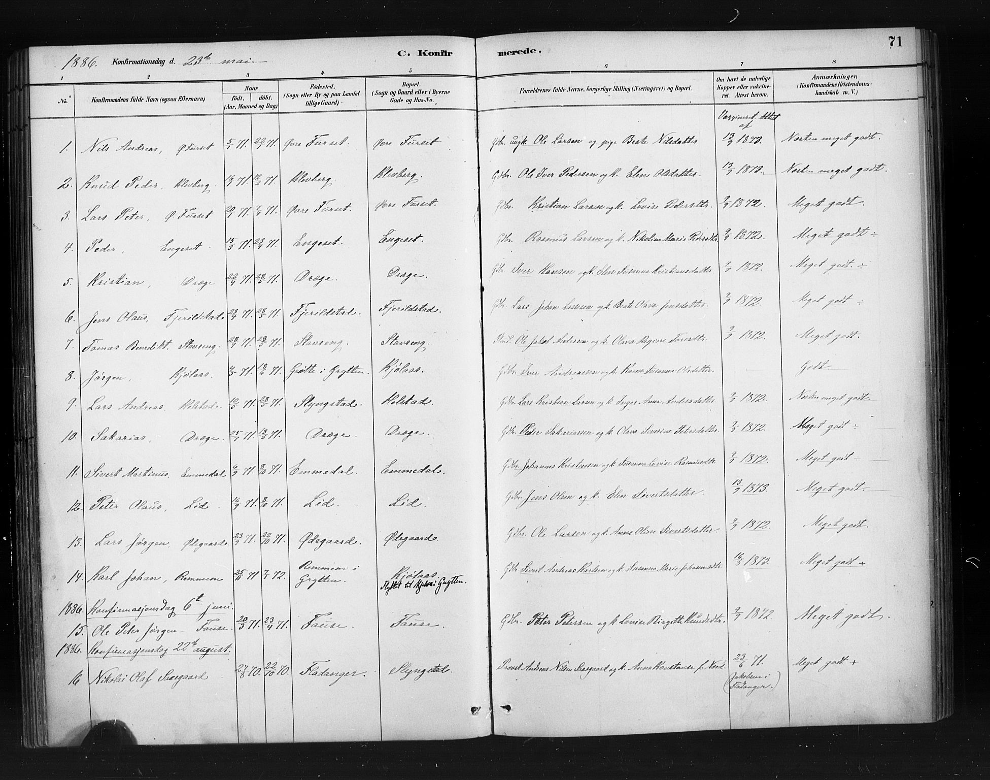 Ministerialprotokoller, klokkerbøker og fødselsregistre - Møre og Romsdal, SAT/A-1454/520/L0283: Parish register (official) no. 520A12, 1882-1898, p. 71