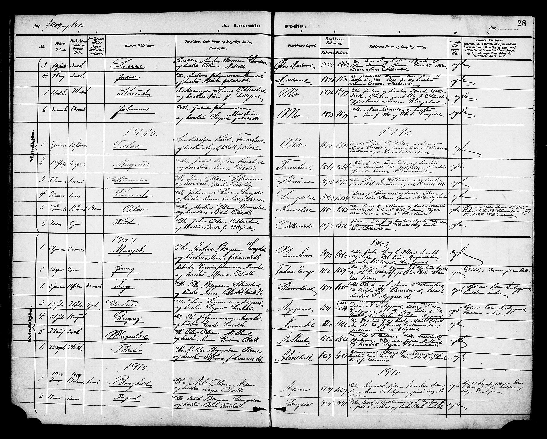 Osterfjorden Soknepresembete, AV/SAB-A-77301: Parish register (copy) no. B 2, 1891-1922, p. 28