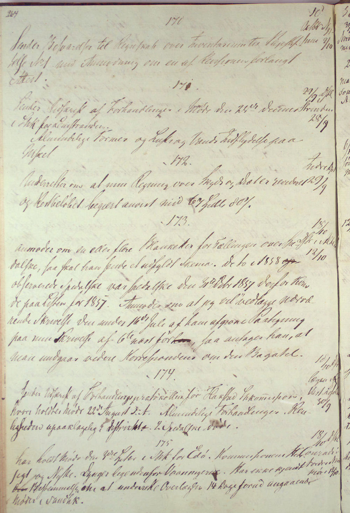 Lepraarkiver - Overlegen for den spedalske sykdom, AV/SAB-A-61001/B.c/L0001: Journal, 1854-1859, p. 264