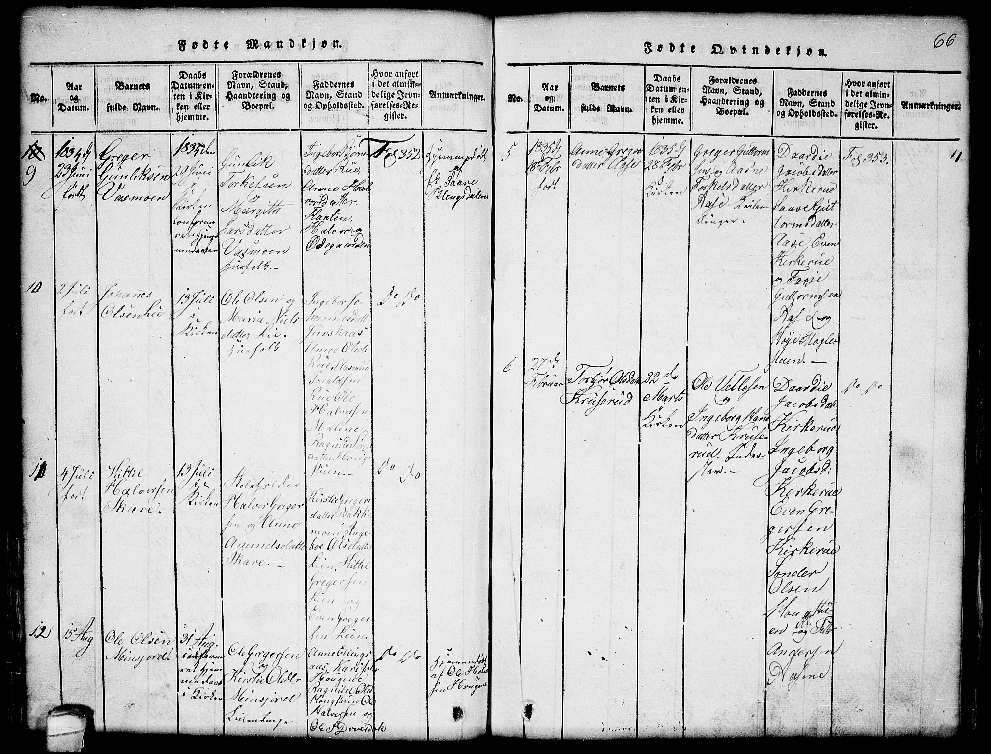 Seljord kirkebøker, AV/SAKO-A-20/G/Gb/L0002: Parish register (copy) no. II 2, 1815-1854, p. 66