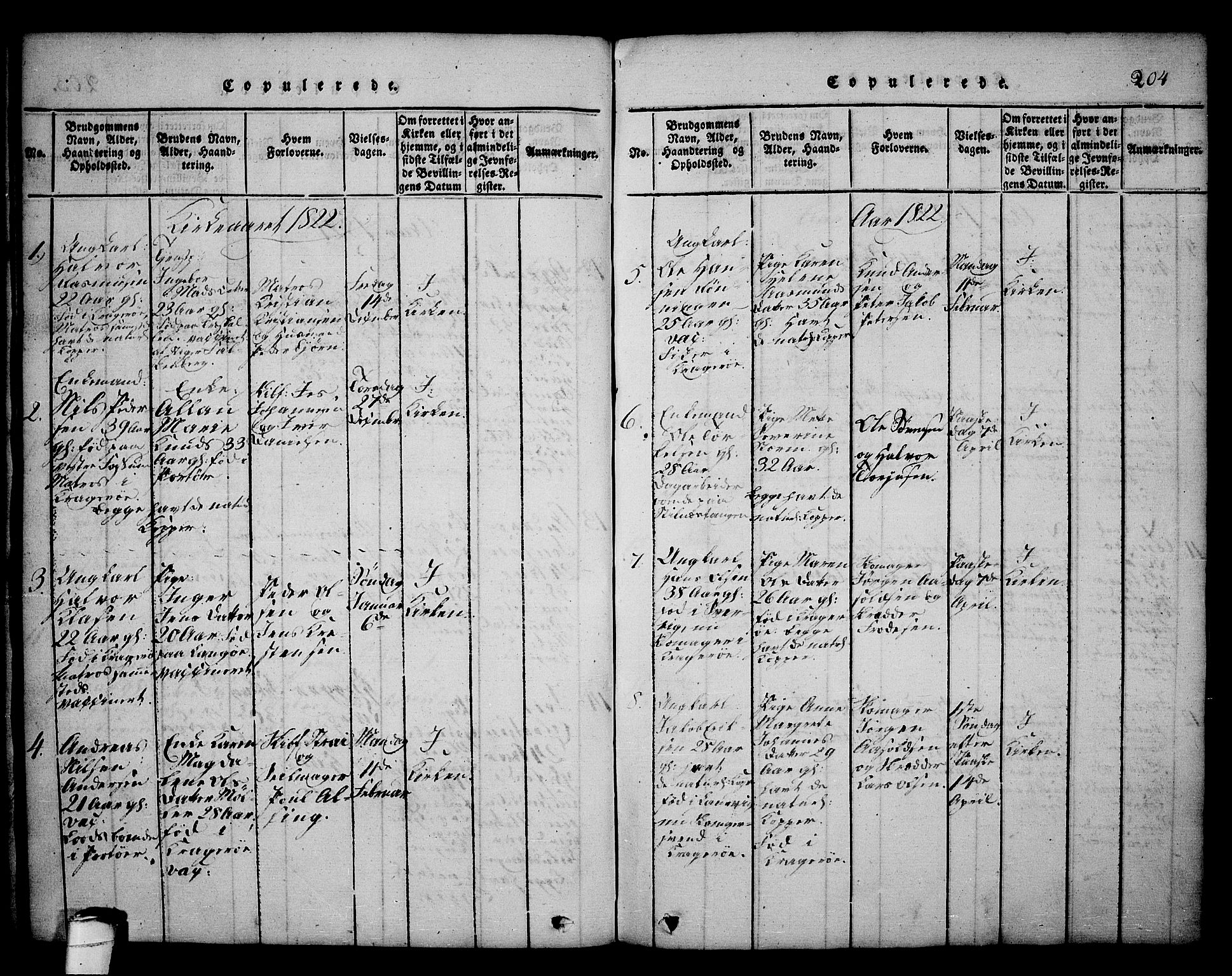 Kragerø kirkebøker, SAKO/A-278/G/Ga/L0002: Parish register (copy) no. 2, 1814-1831, p. 204