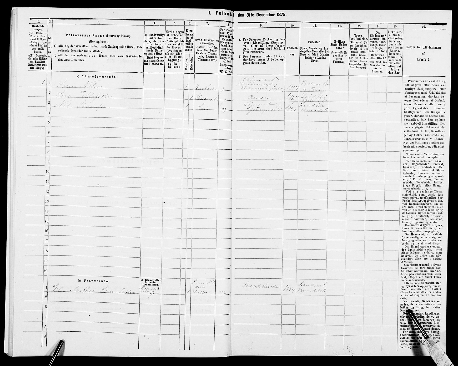 SAK, 1875 census for 0924P Homedal, 1875, p. 628