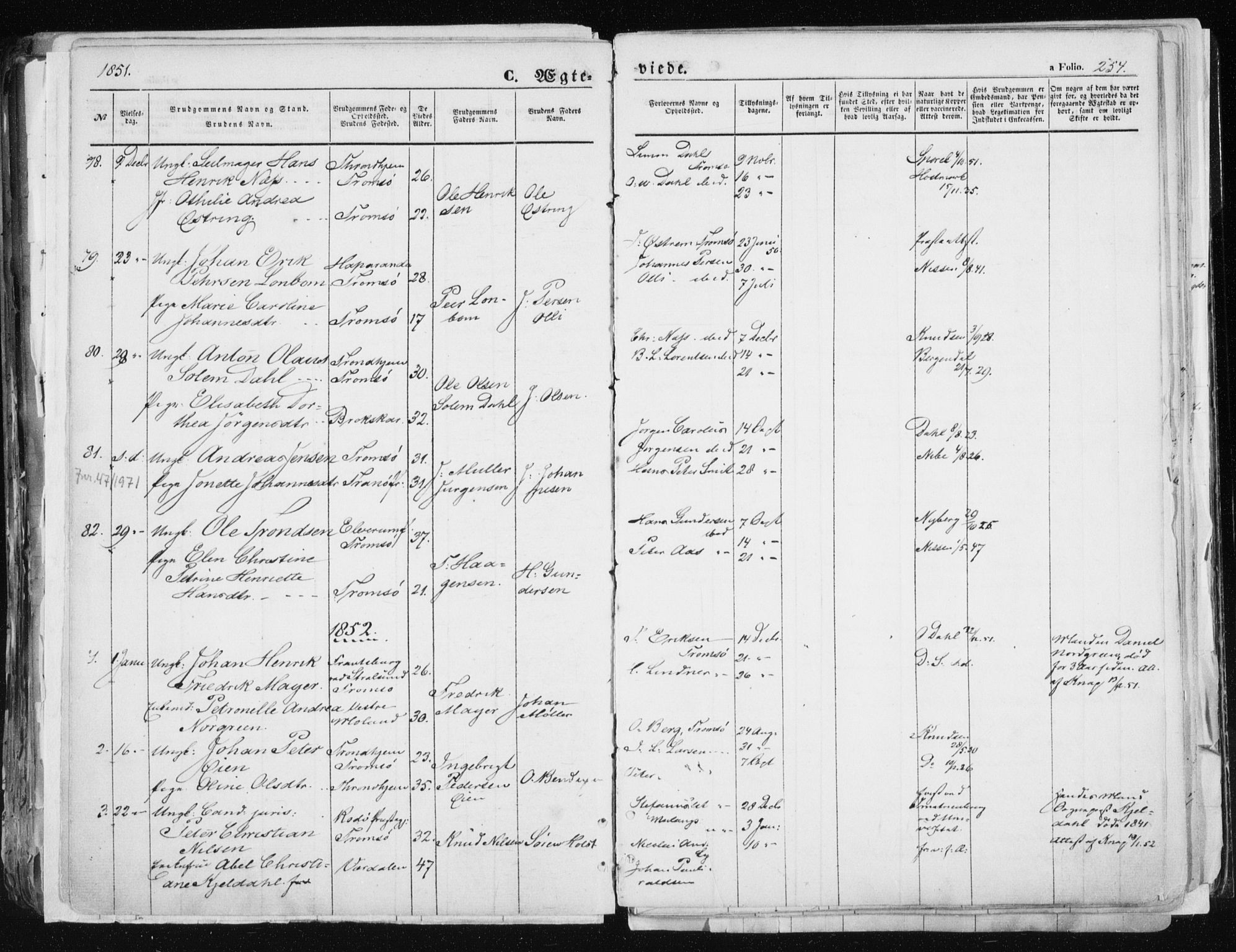 Tromsø sokneprestkontor/stiftsprosti/domprosti, SATØ/S-1343/G/Ga/L0010kirke: Parish register (official) no. 10, 1848-1855, p. 254