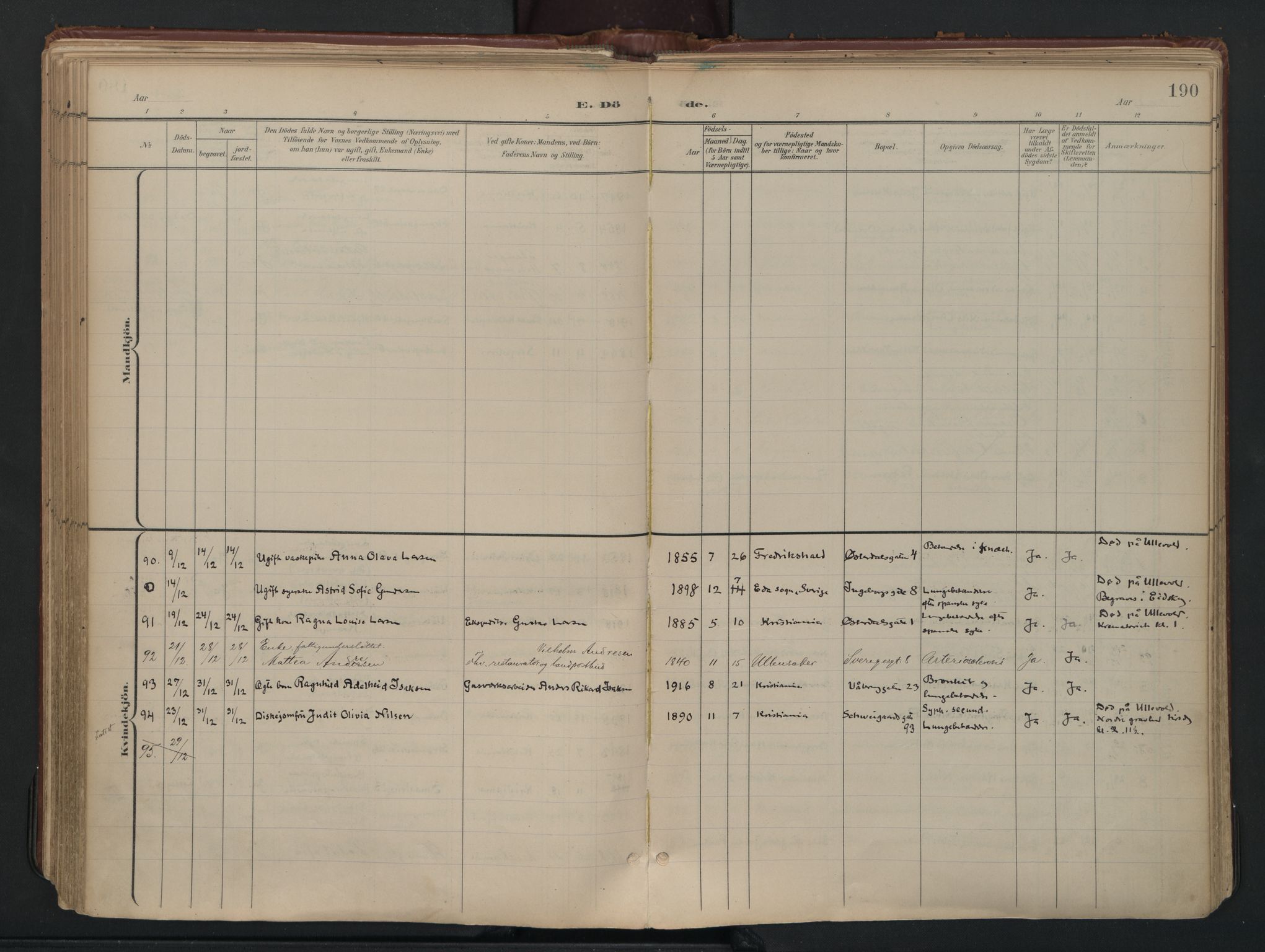 Vålerengen prestekontor Kirkebøker, SAO/A-10878/F/Fa/L0003: Parish register (official) no. 3, 1899-1930, p. 190