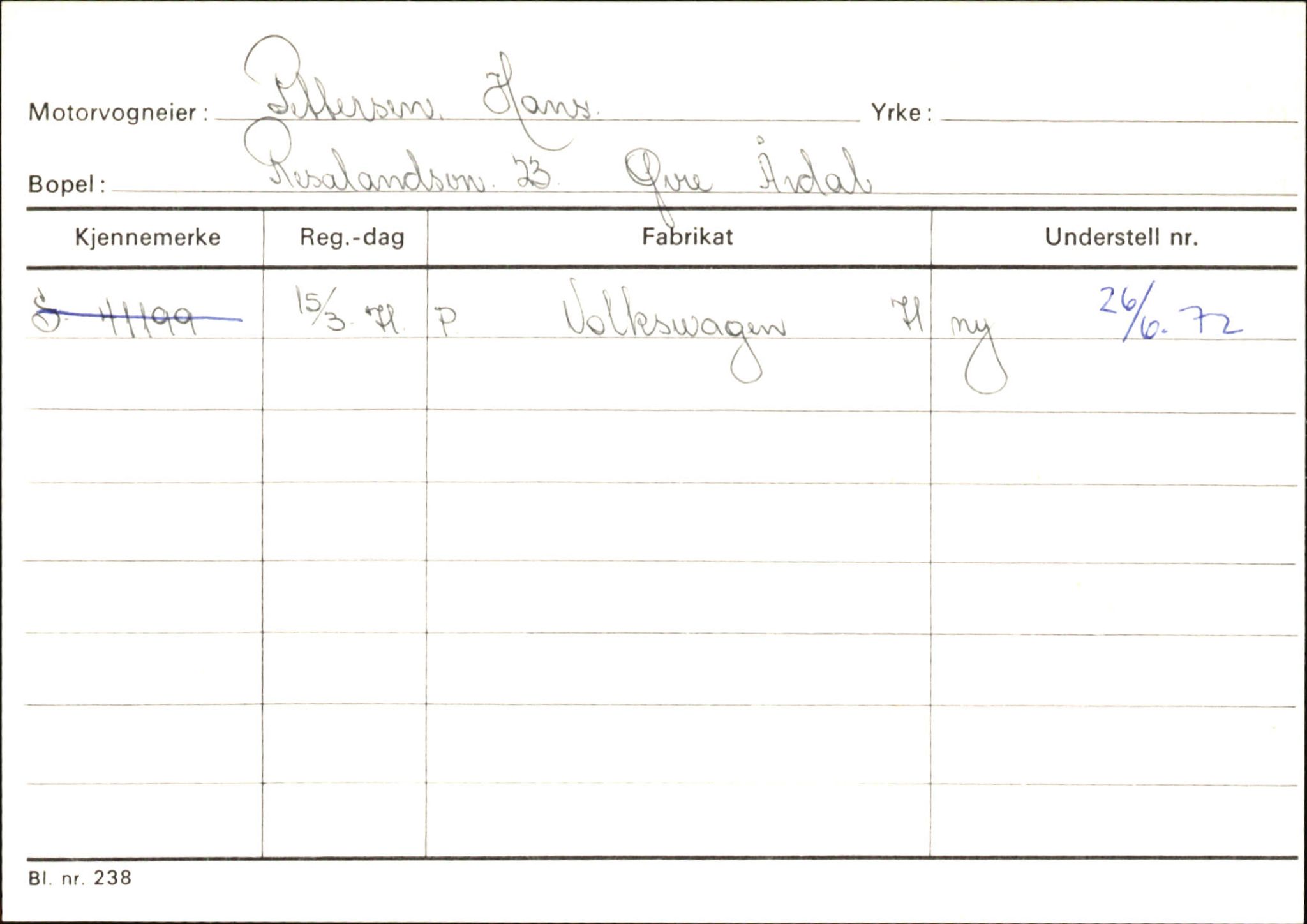 Statens vegvesen, Sogn og Fjordane vegkontor, AV/SAB-A-5301/4/F/L0145: Registerkort Vågsøy S-Å. Årdal I-P, 1945-1975, p. 2364