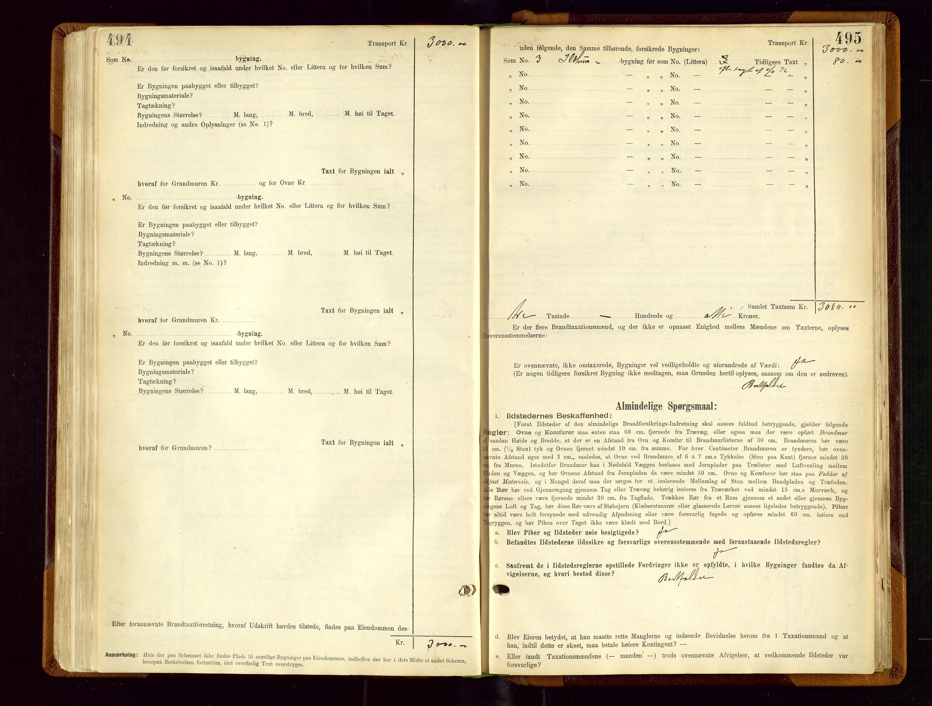 Sauda lensmannskontor, SAST/A-100177/Gob/L0001: Branntakstprotokoll - skjematakst, 1894-1914, p. 494-495