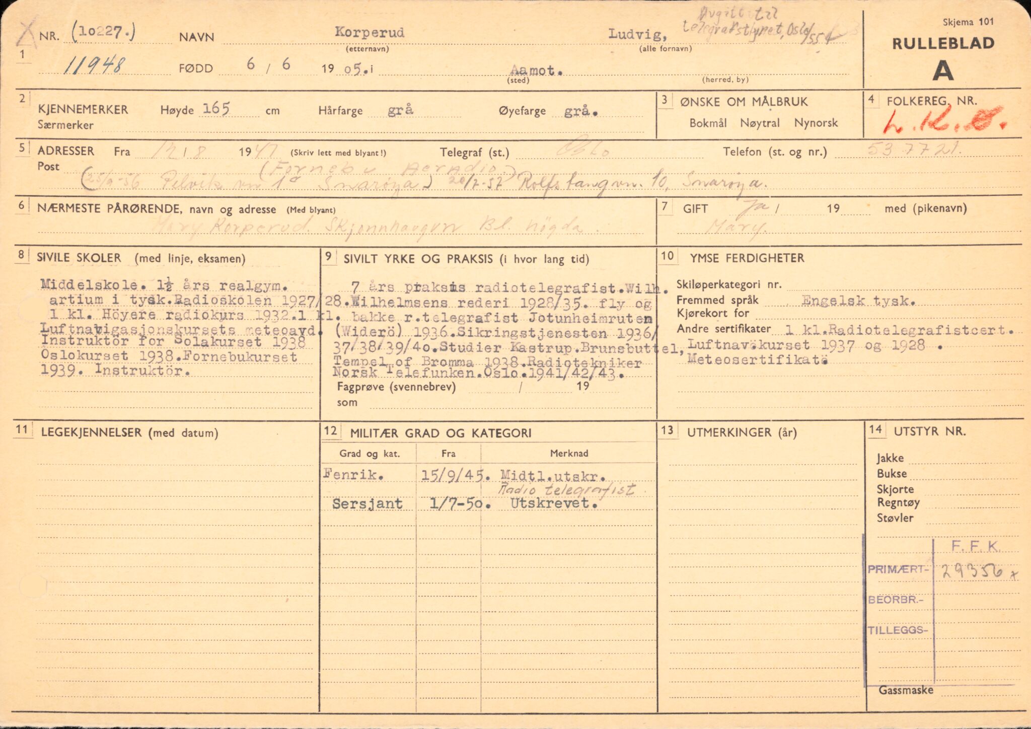 Forsvaret, Forsvarets overkommando/Luftforsvarsstaben, AV/RA-RAFA-4079/P/Pa/L0013: Personellmapper, 1905, p. 331