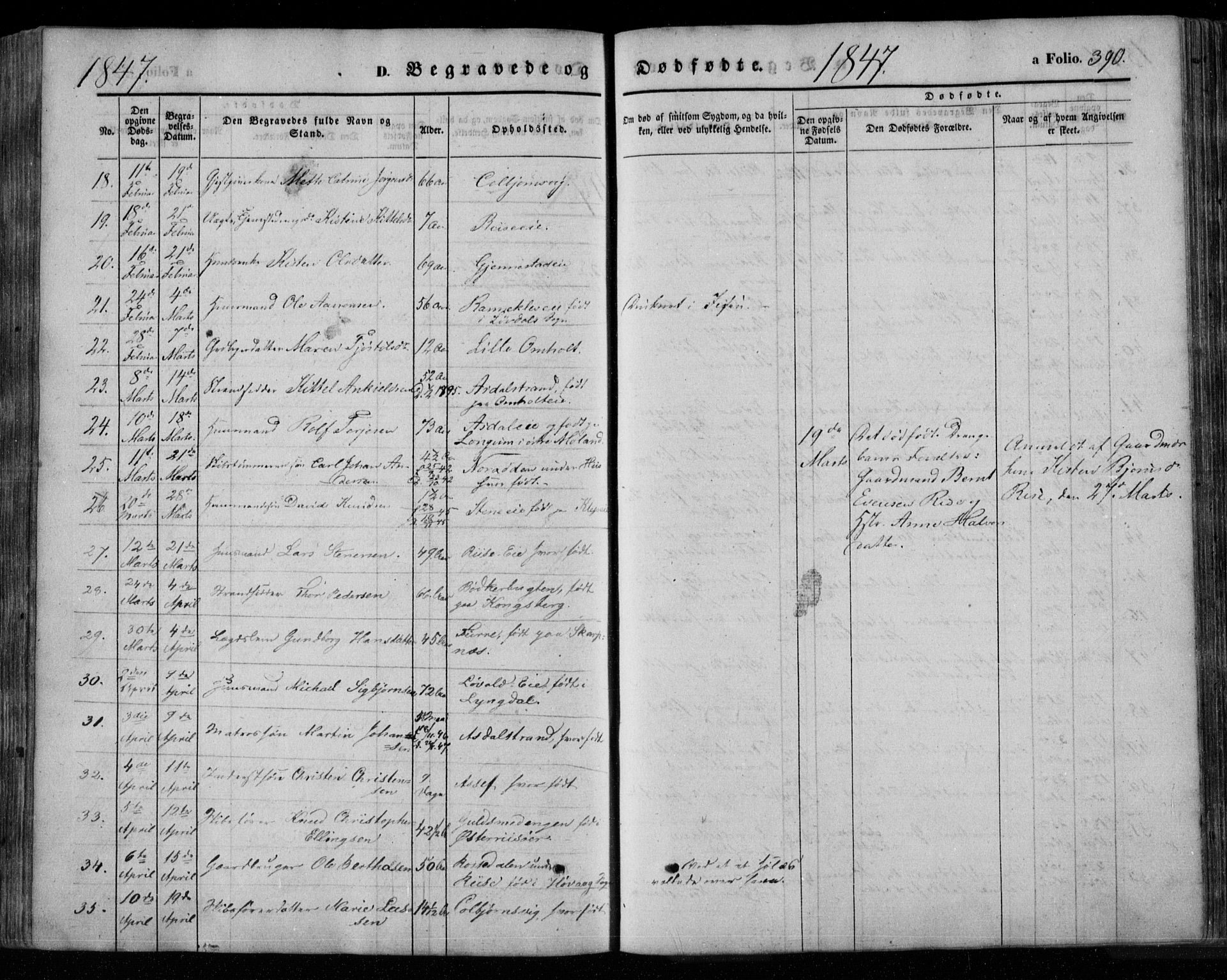 Øyestad sokneprestkontor, AV/SAK-1111-0049/F/Fa/L0014: Parish register (official) no. A 14, 1843-1856, p. 390