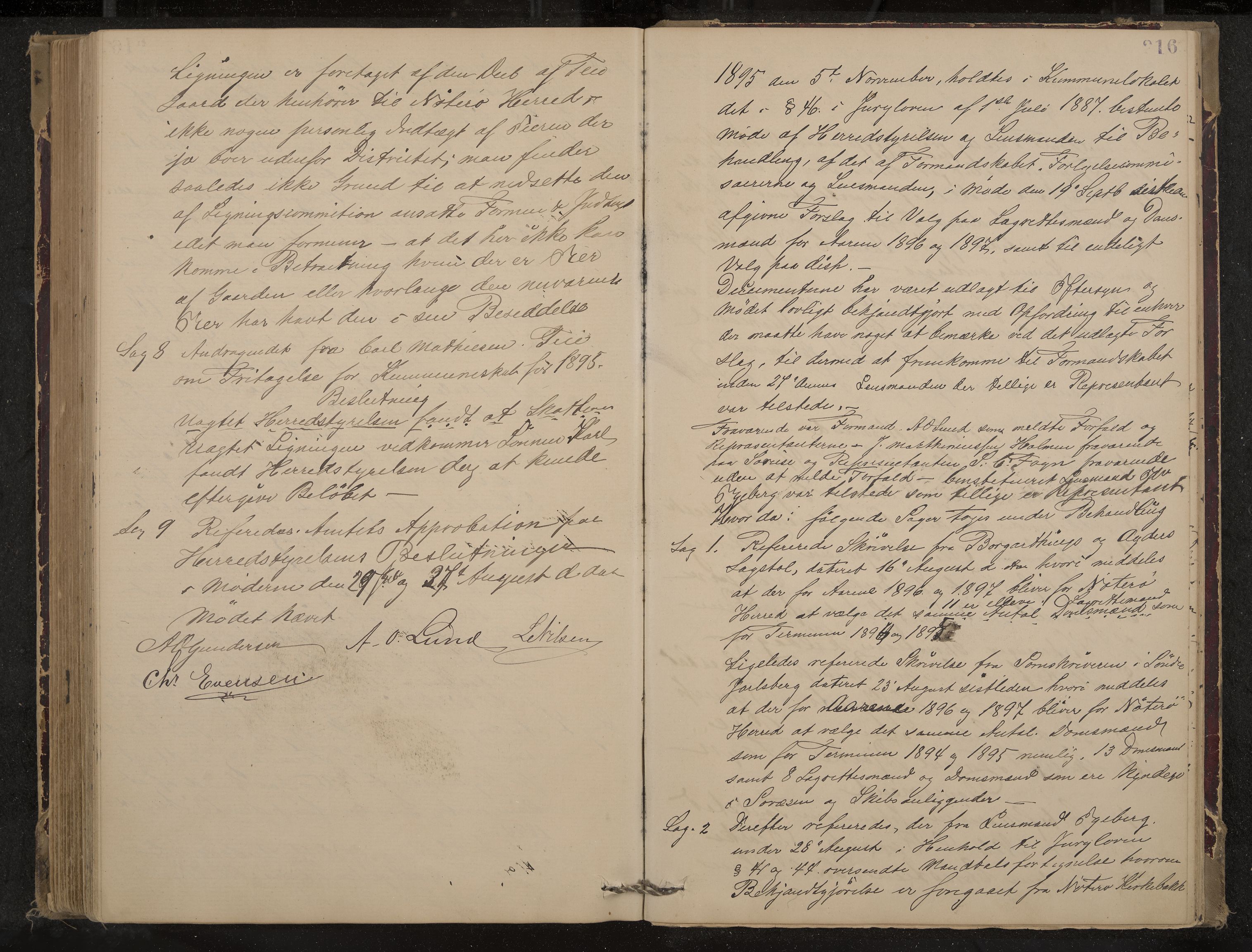 Nøtterøy formannskap og sentraladministrasjon, IKAK/0722021-1/A/Aa/L0004: Møtebok, 1887-1896, p. 216