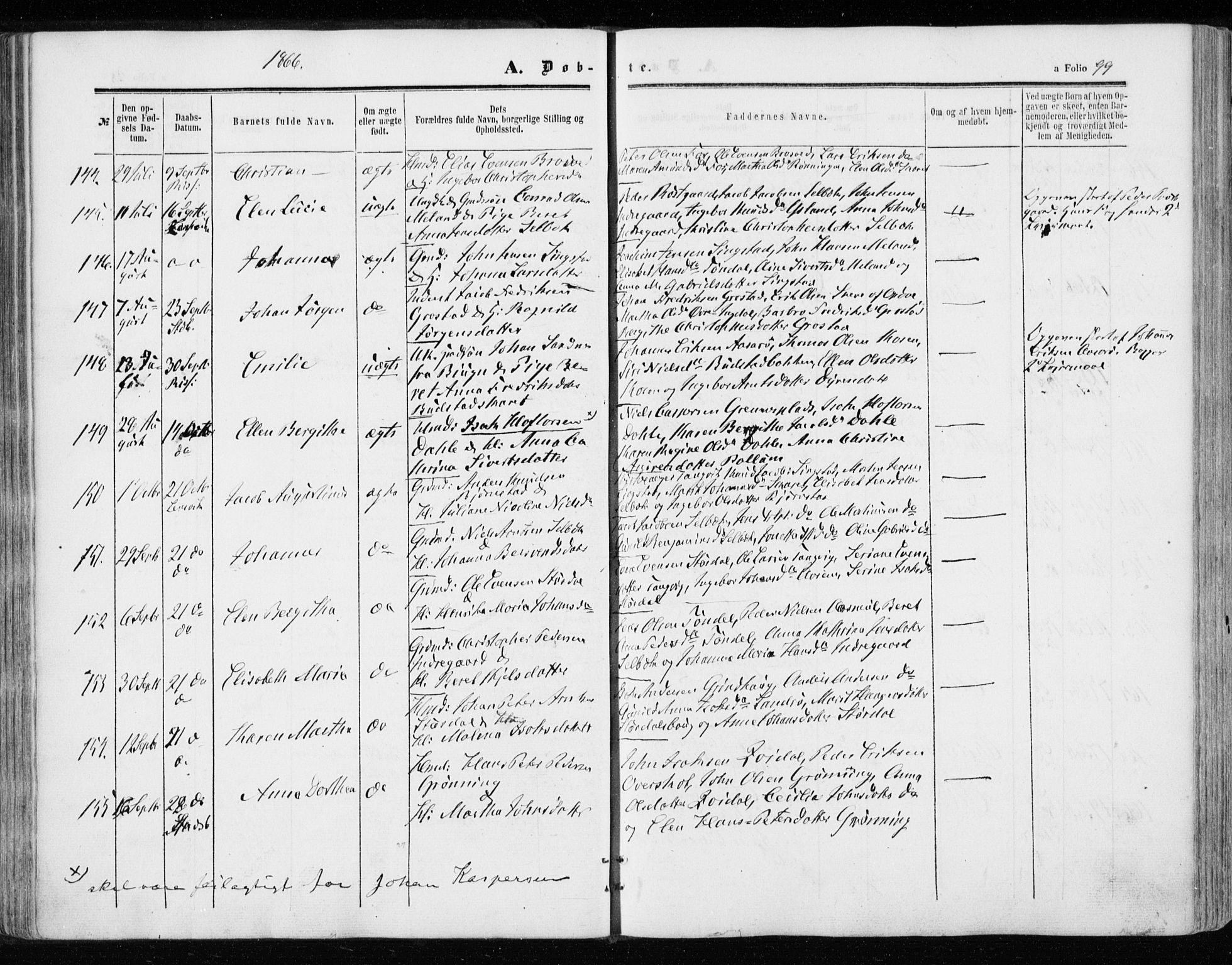Ministerialprotokoller, klokkerbøker og fødselsregistre - Sør-Trøndelag, SAT/A-1456/646/L0612: Parish register (official) no. 646A10, 1858-1869, p. 99
