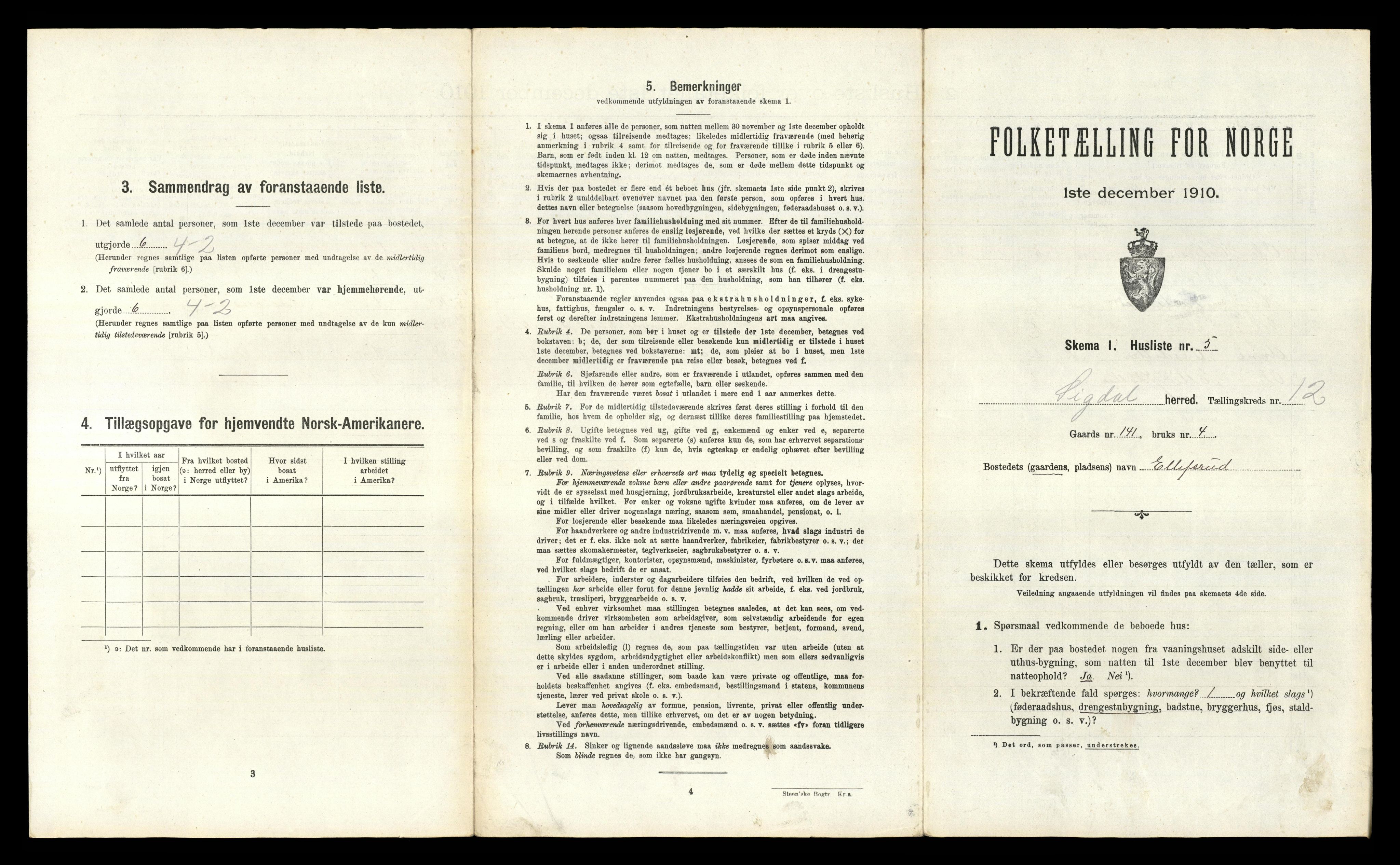 RA, 1910 census for Sigdal, 1910, p. 1230