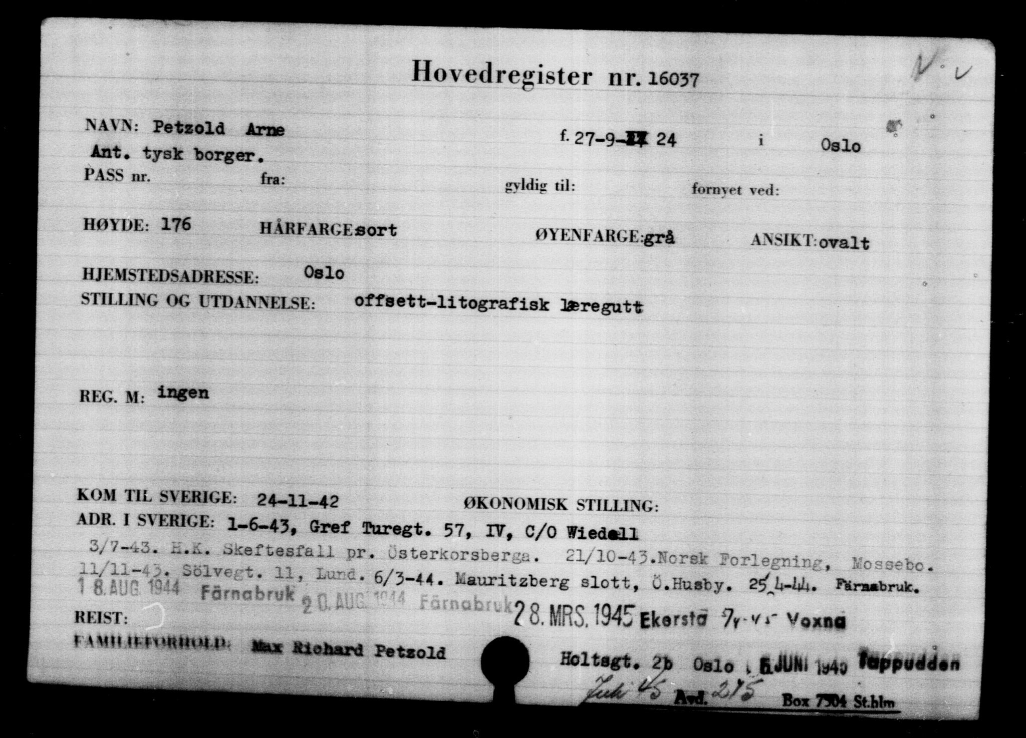 Den Kgl. Norske Legasjons Flyktningskontor, RA/S-6753/V/Va/L0008: Kjesäterkartoteket.  Flyktningenr. 15700-18547, 1940-1945, p. 366