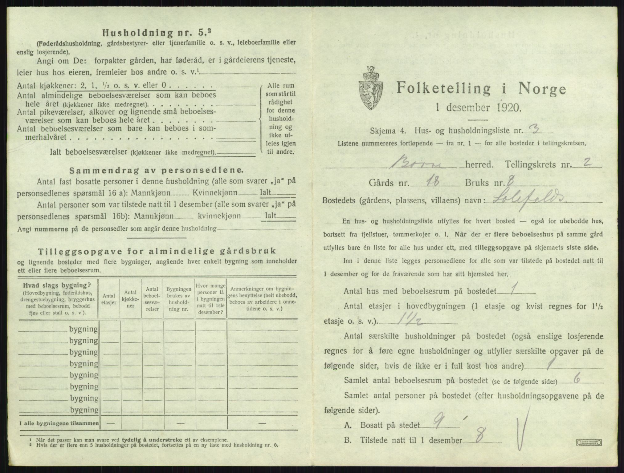 SAKO, 1920 census for Borre, 1920, p. 480