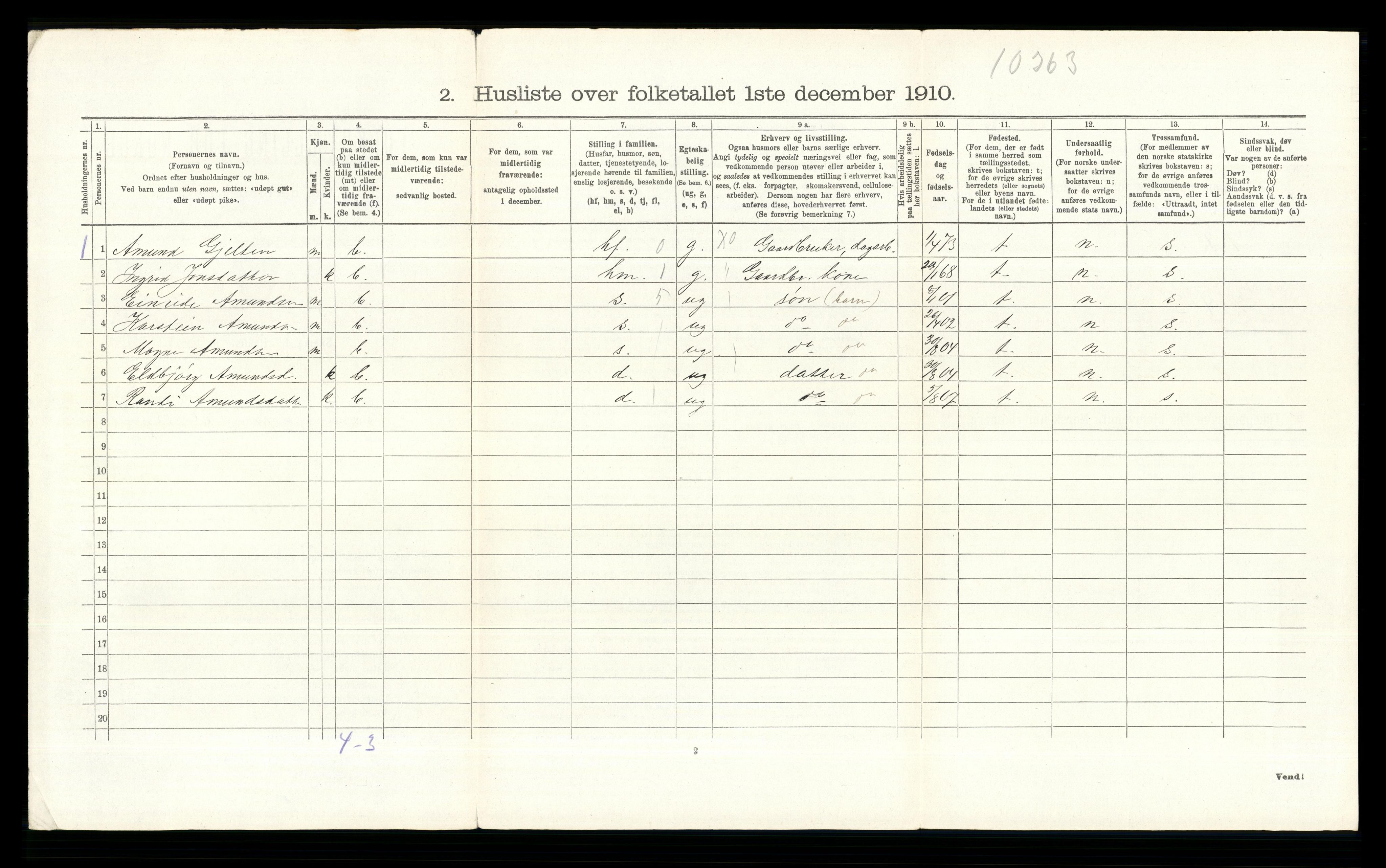 RA, 1910 census for Tolga, 1910, p. 273