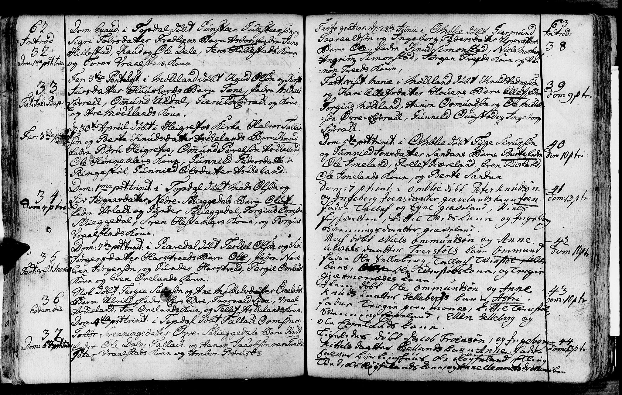 Åmli sokneprestkontor, AV/SAK-1111-0050/F/Fa/Fac/L0003: Parish register (official) no. A 3, 1756-1775, p. 62-63