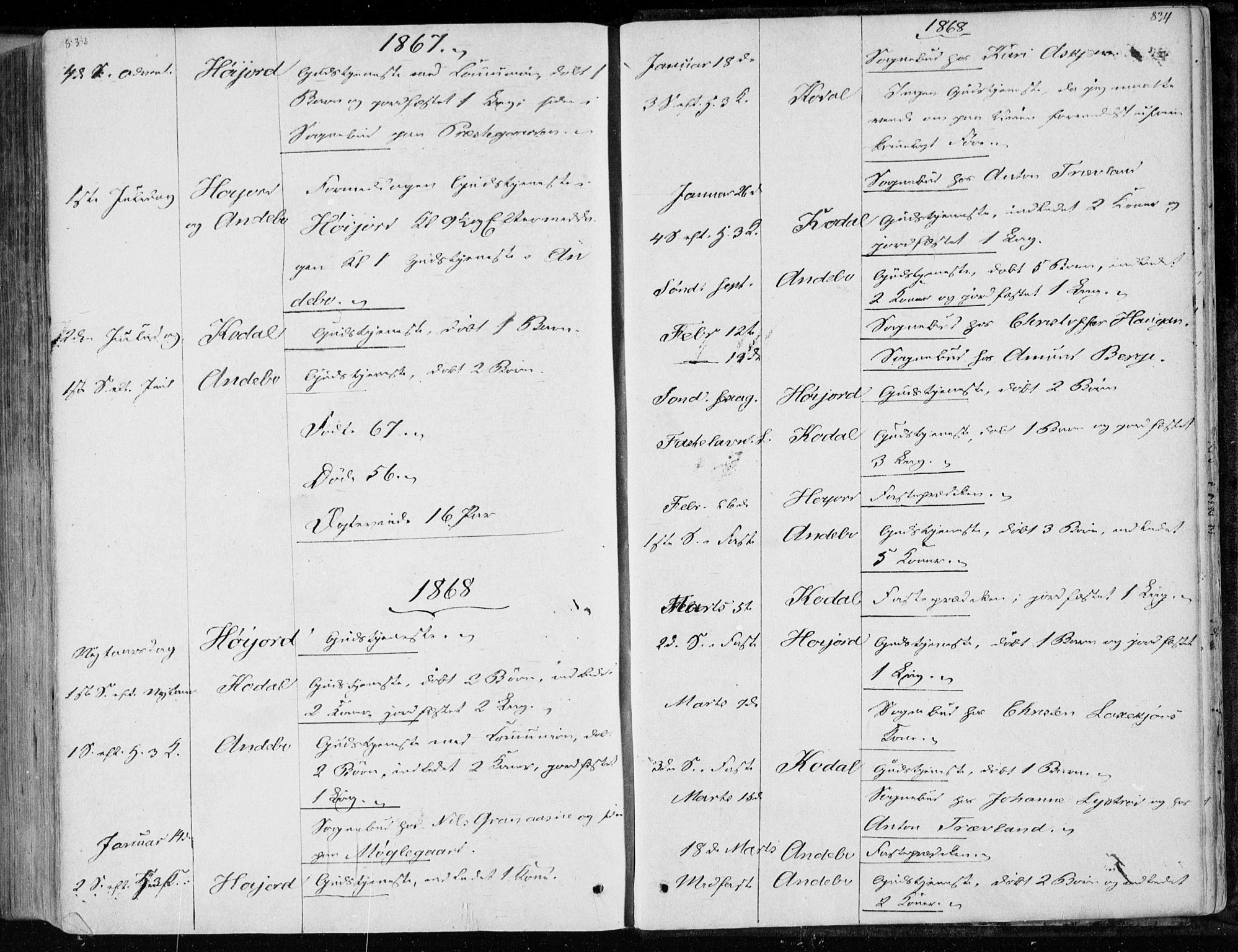 Andebu kirkebøker, AV/SAKO-A-336/F/Fa/L0005: Parish register (official) no. I 5, 1857-1870, p. 833-834